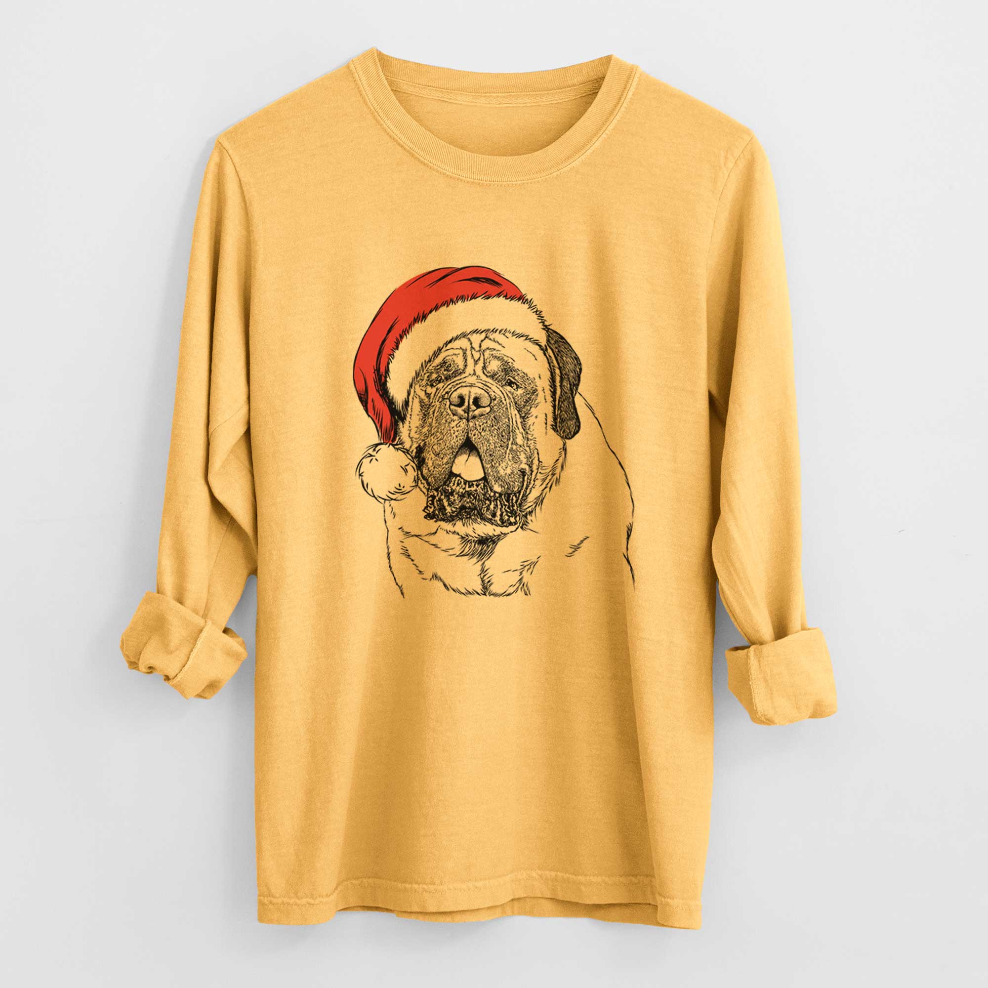 Santa Jed the English Mastiff - Heavyweight 100% Cotton Long Sleeve