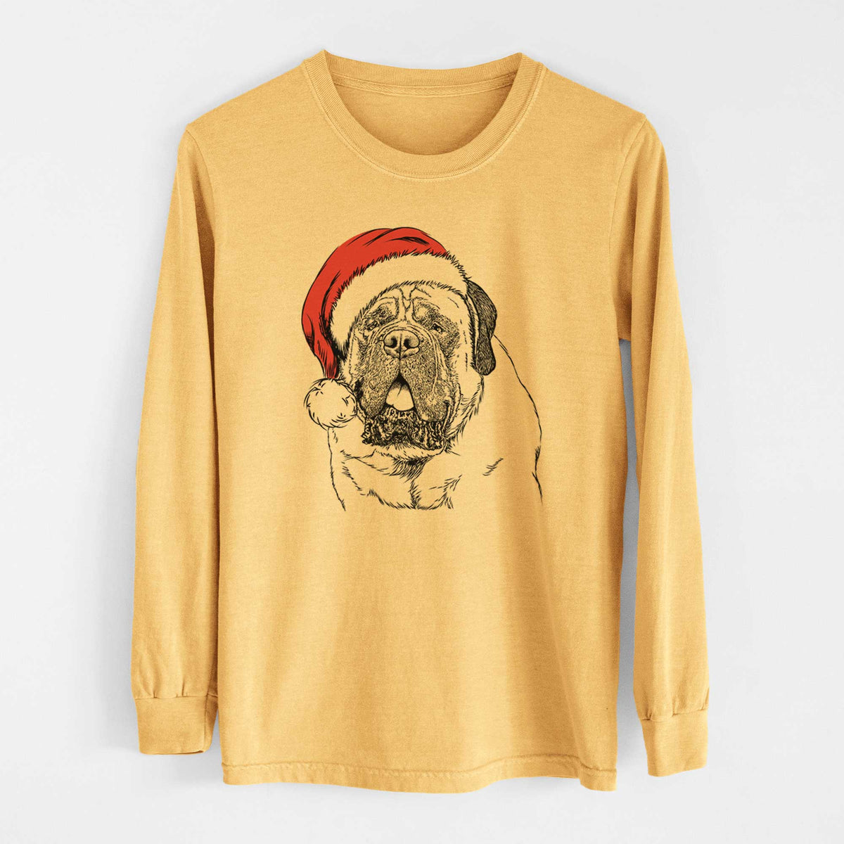 Santa Jed the English Mastiff - Heavyweight 100% Cotton Long Sleeve