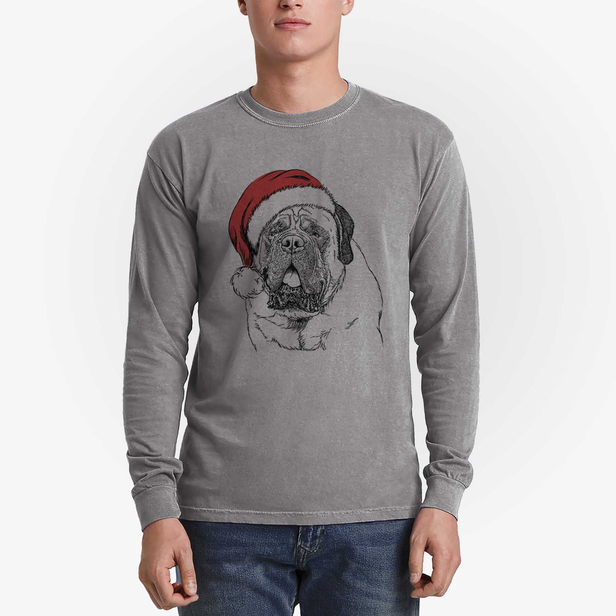 Santa Jed the English Mastiff - Heavyweight 100% Cotton Long Sleeve