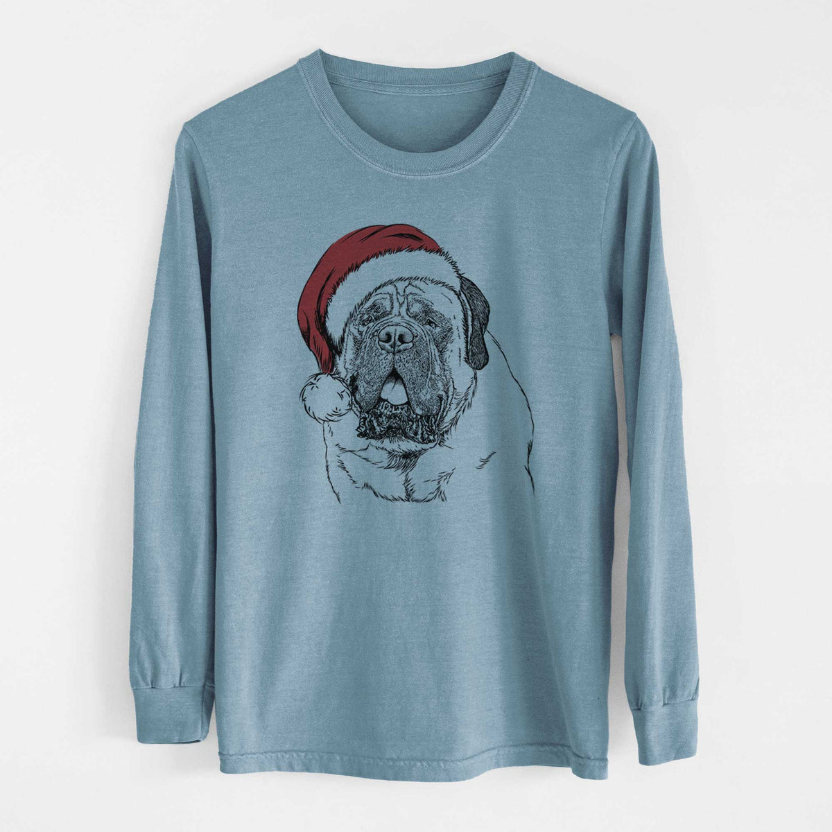 Santa Jed the English Mastiff - Heavyweight 100% Cotton Long Sleeve