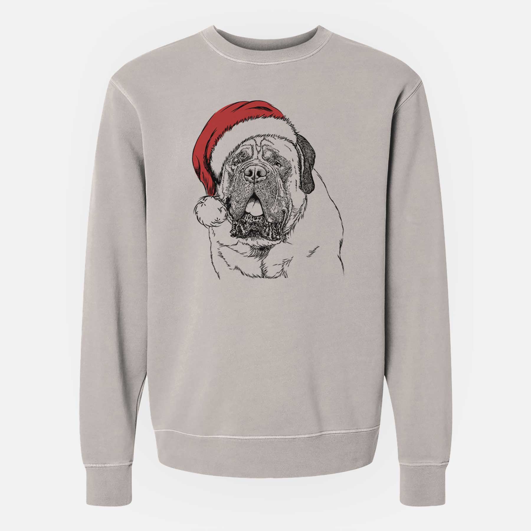 Santa Jed the English Mastiff - Unisex Pigment Dyed Crew Sweatshirt