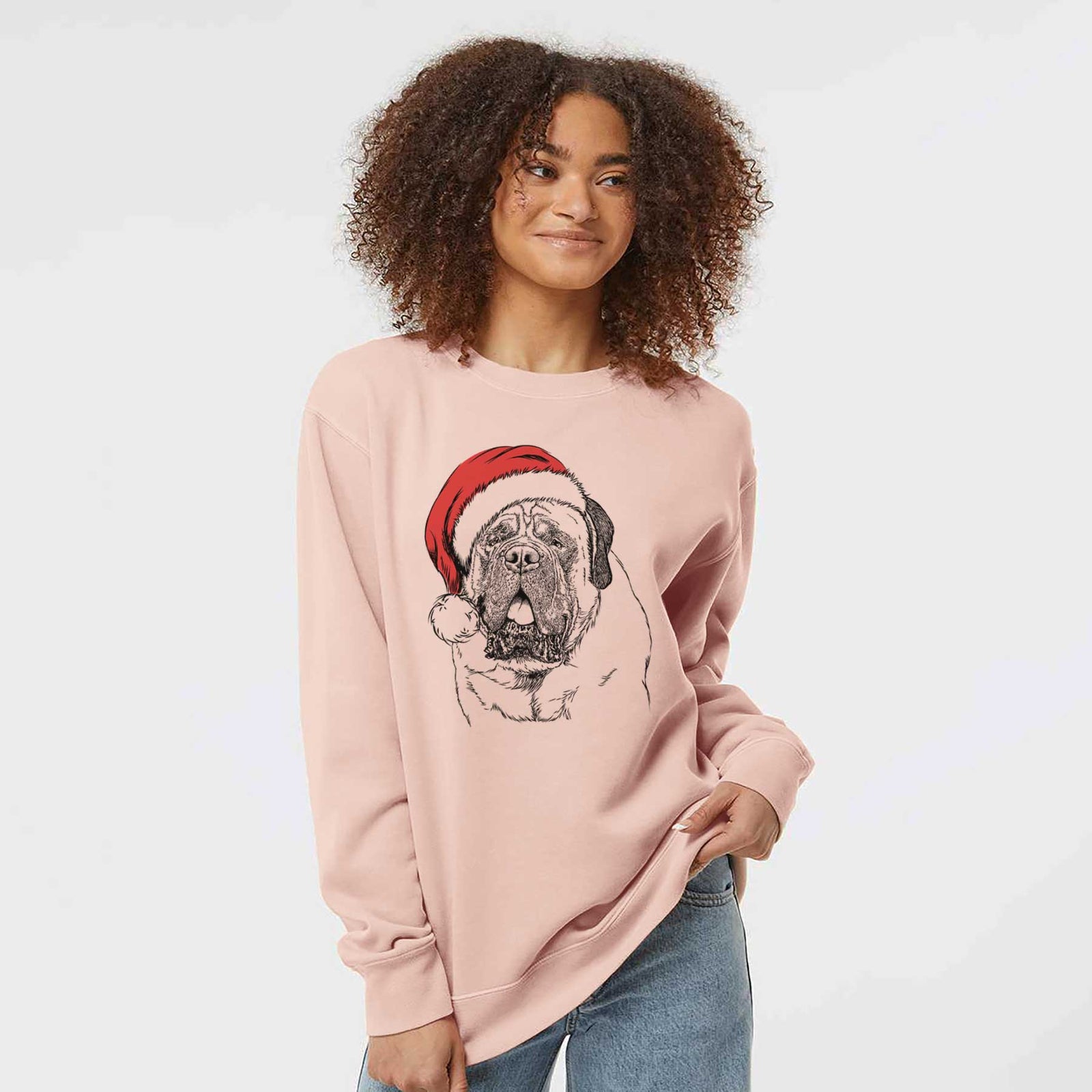 Santa Jed the English Mastiff - Unisex Pigment Dyed Crew Sweatshirt