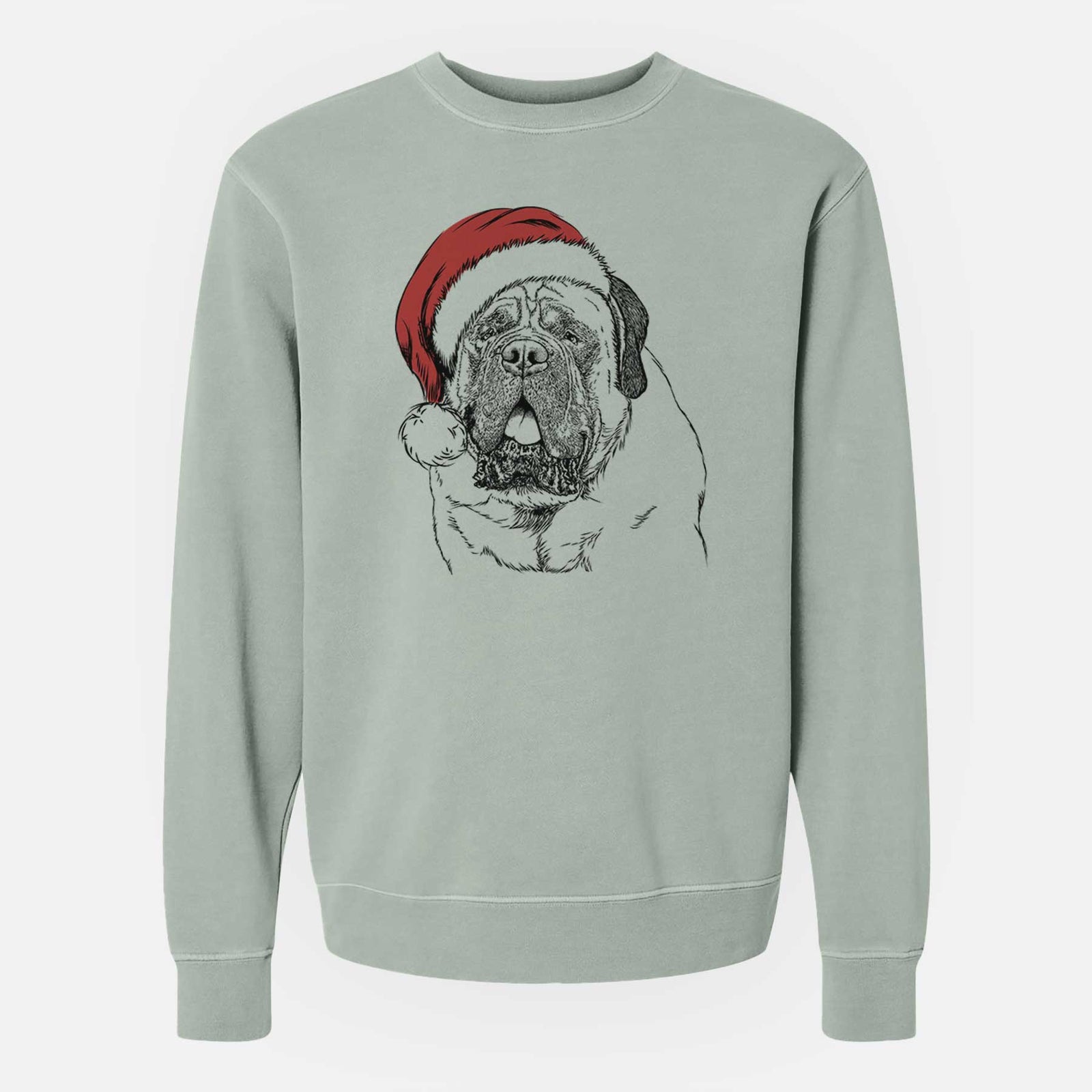Santa Jed the English Mastiff - Unisex Pigment Dyed Crew Sweatshirt