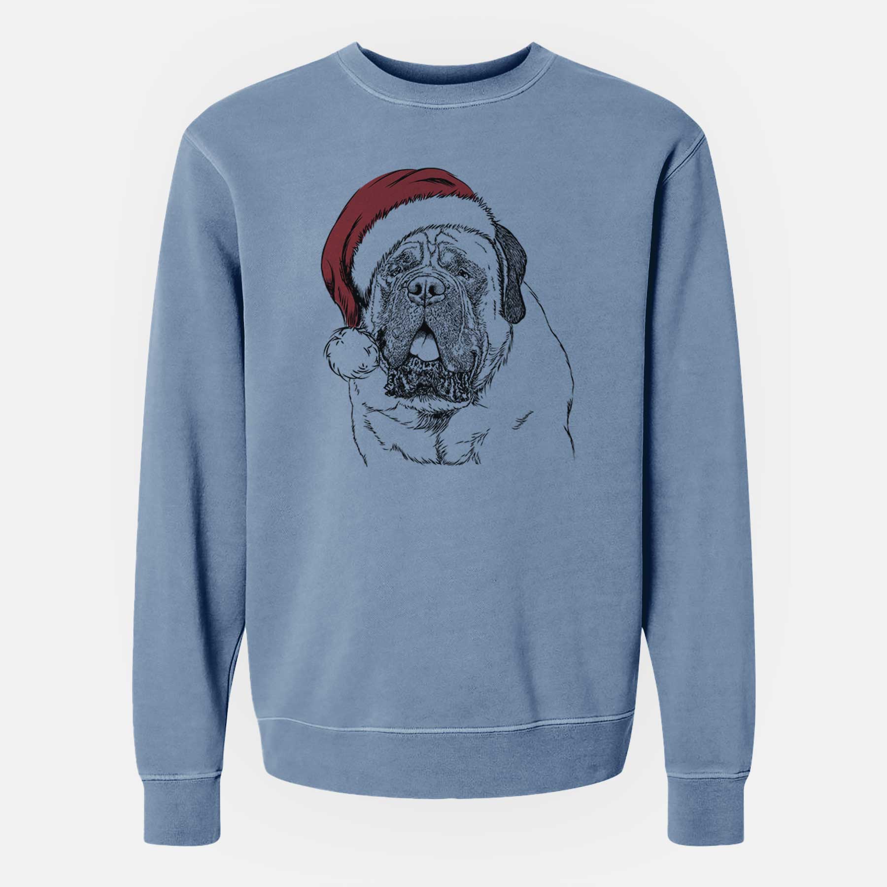 Santa Jed the English Mastiff - Unisex Pigment Dyed Crew Sweatshirt