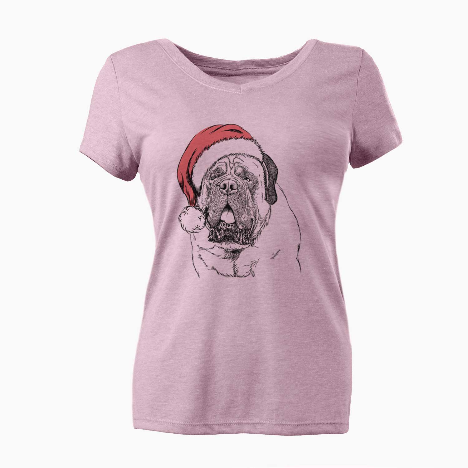 Santa Jed the English Mastiff - Women's V-neck Shirt