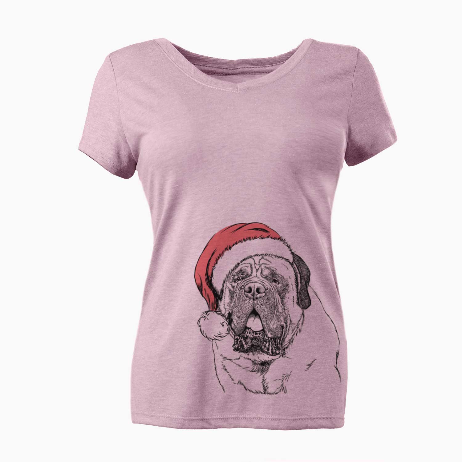 Santa Jed the English Mastiff - Women's V-neck Shirt