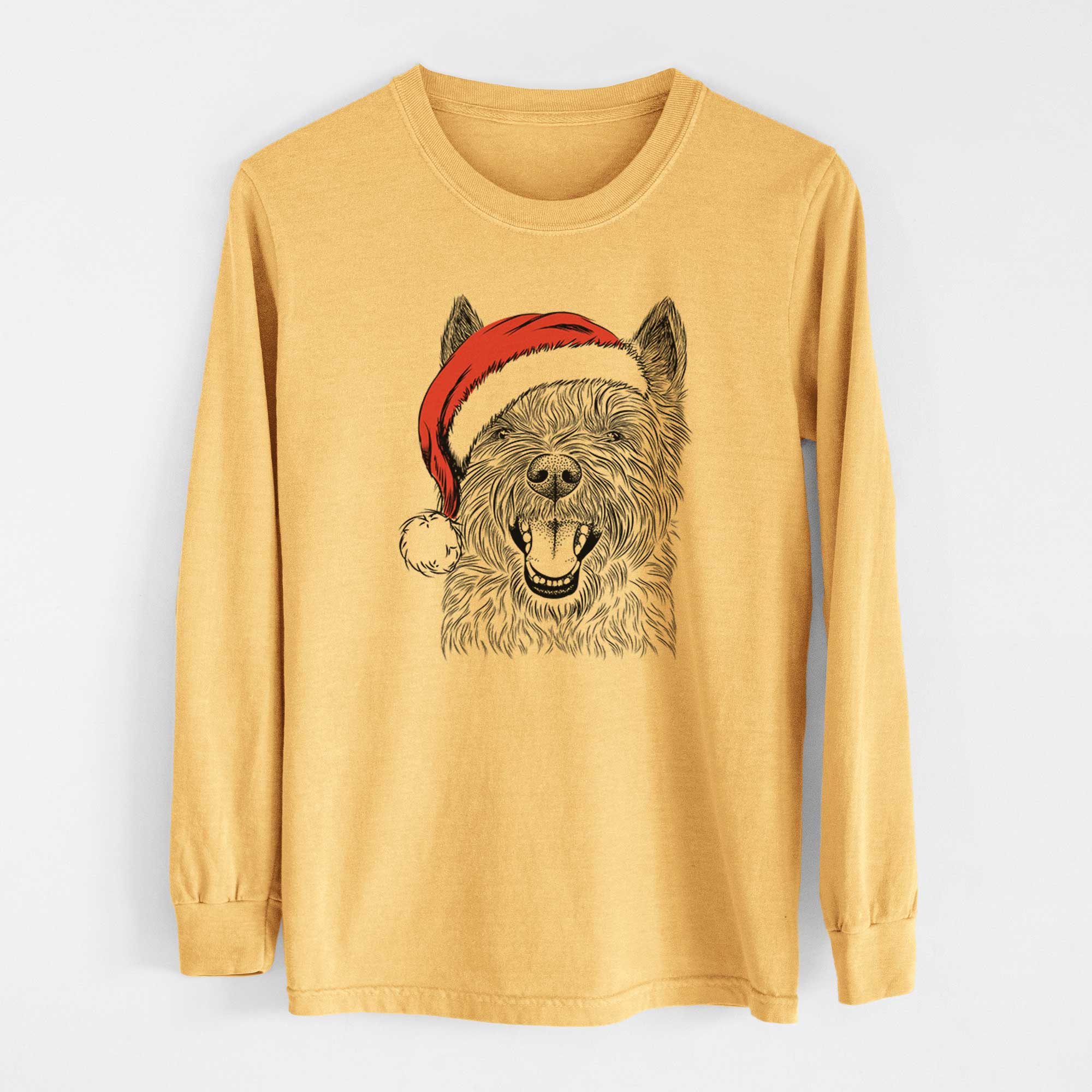 Santa Jeff the Cairn Terrier - Heavyweight 100% Cotton Long Sleeve