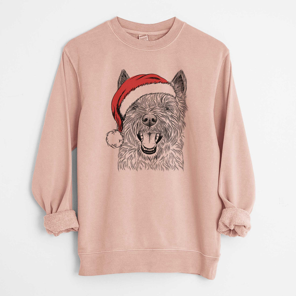 Santa Jeff the Cairn Terrier - Unisex Pigment Dyed Crew Sweatshirt