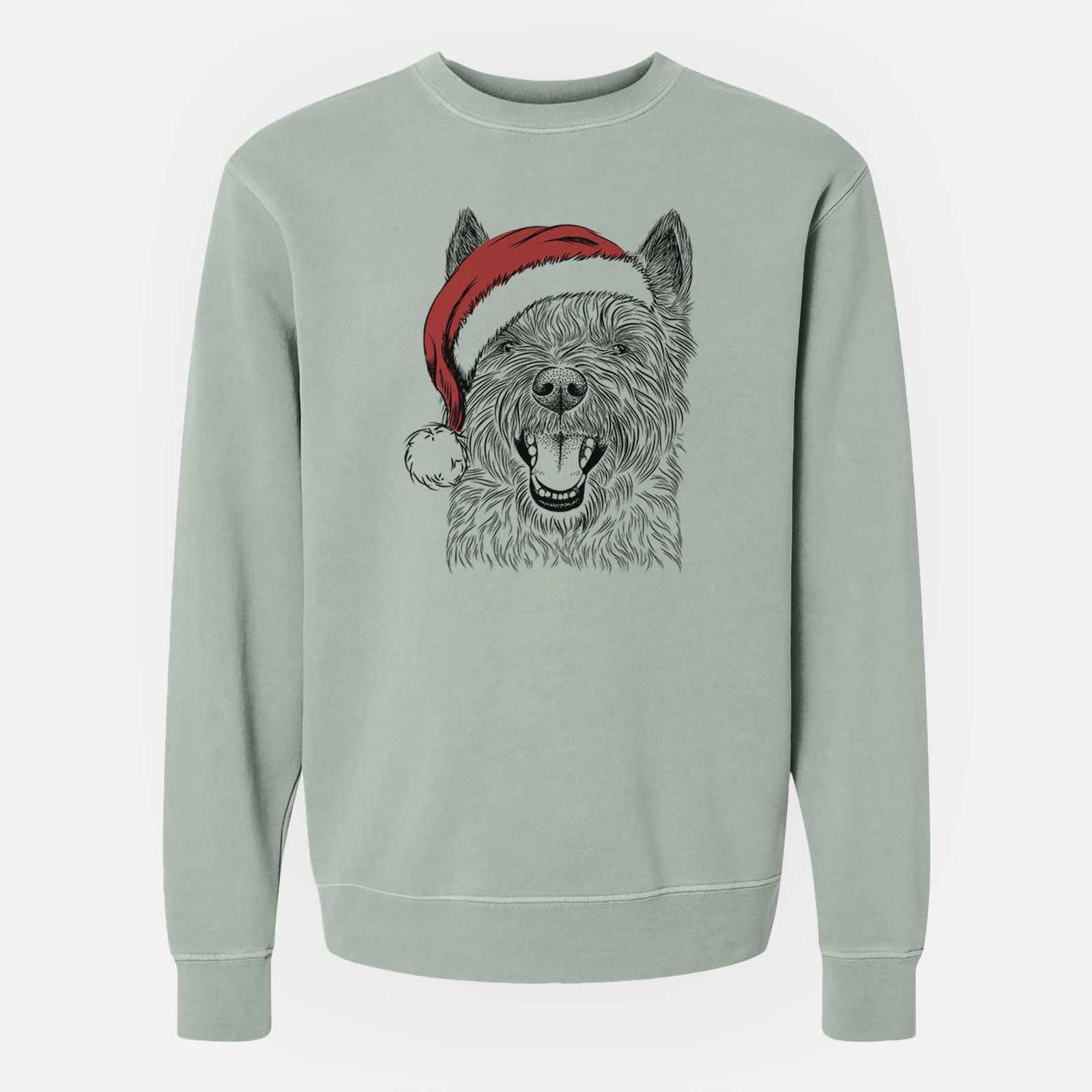 Santa Jeff the Cairn Terrier - Unisex Pigment Dyed Crew Sweatshirt