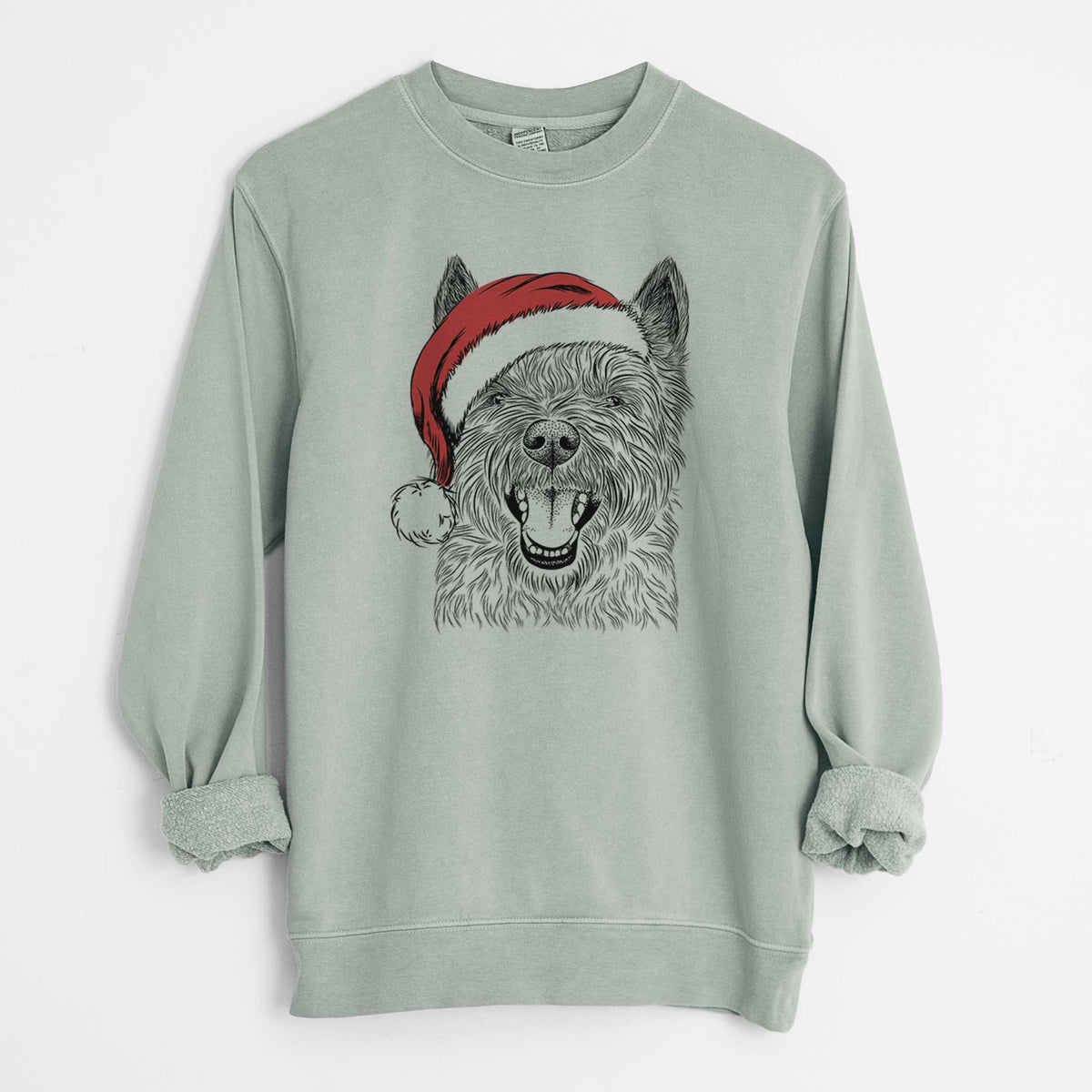 Santa Jeff the Cairn Terrier - Unisex Pigment Dyed Crew Sweatshirt