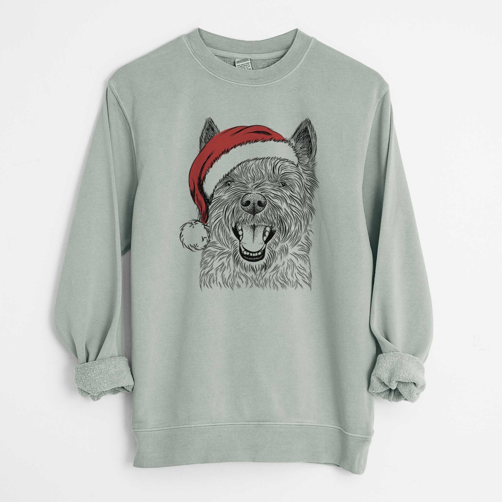 Santa Jeff the Cairn Terrier - Unisex Pigment Dyed Crew Sweatshirt