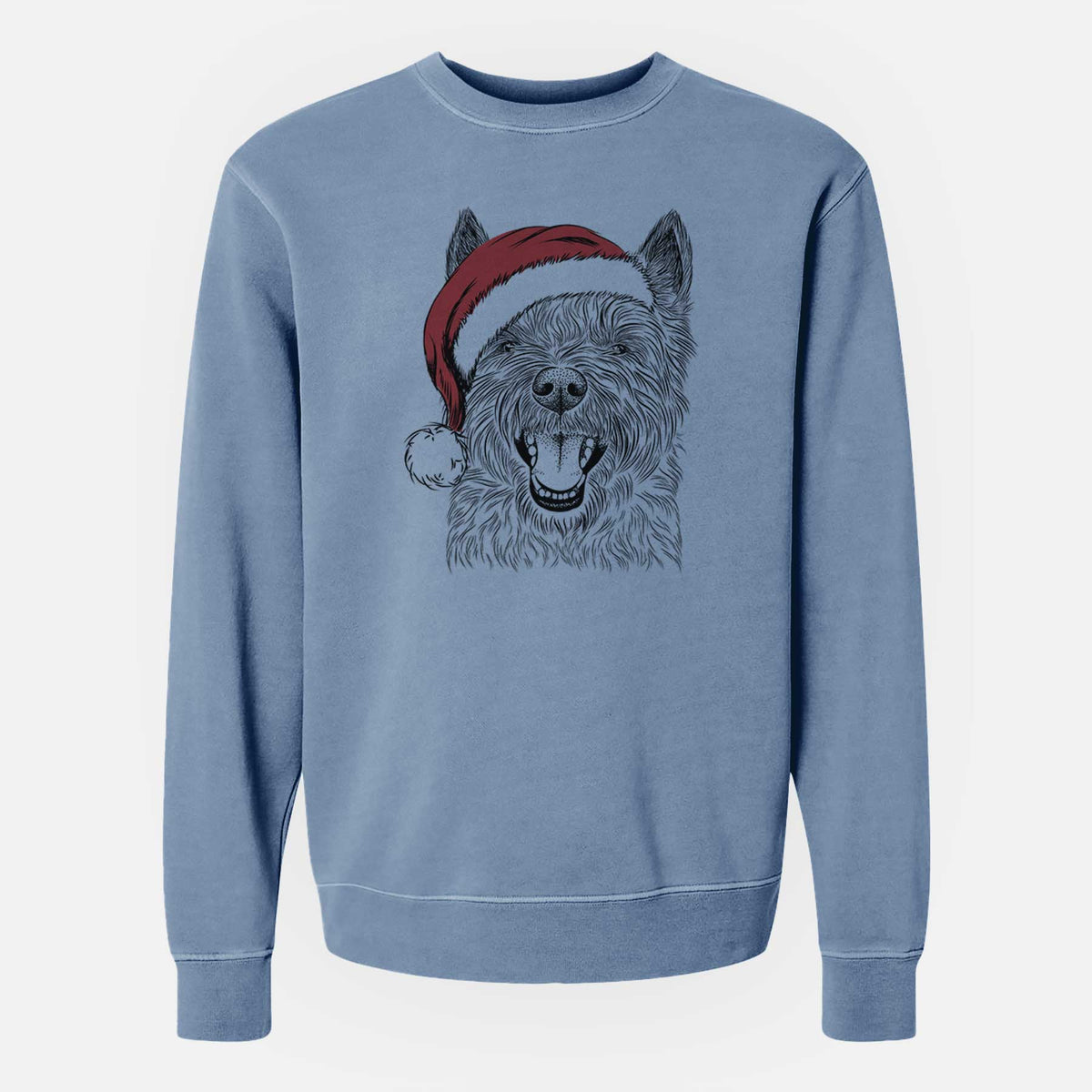 Santa Jeff the Cairn Terrier - Unisex Pigment Dyed Crew Sweatshirt