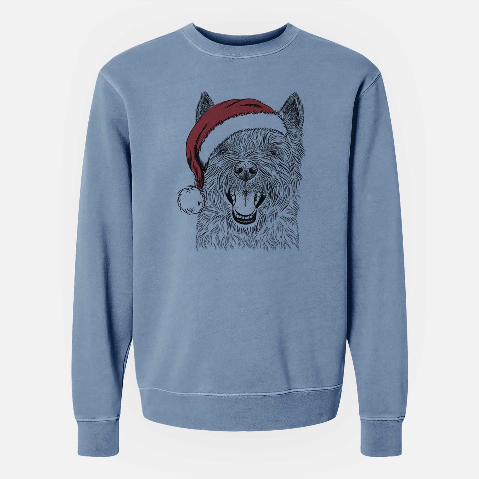 Santa Jeff the Cairn Terrier - Unisex Pigment Dyed Crew Sweatshirt