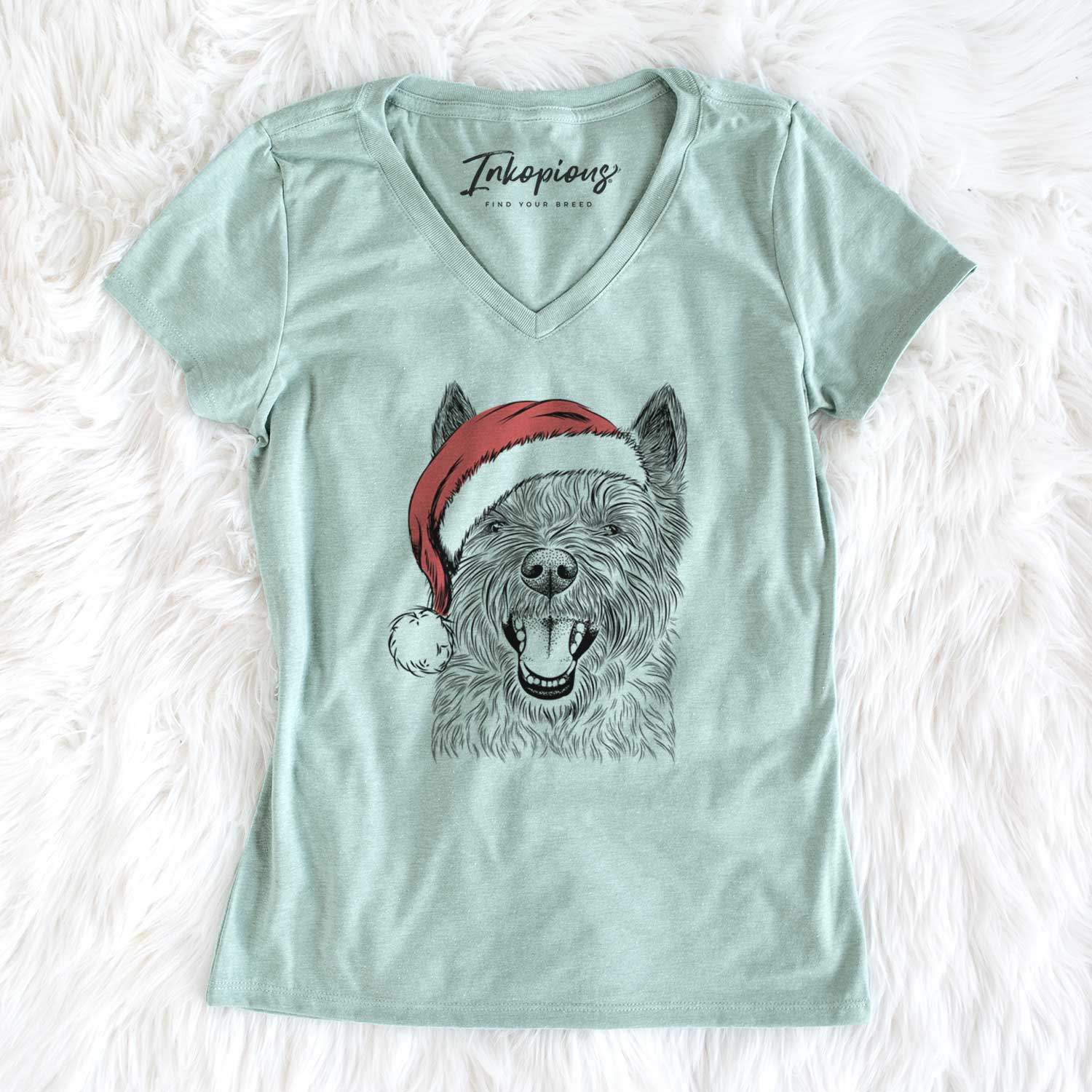 Santa Jeff the Cairn Terrier - Women's V-neck Shirt