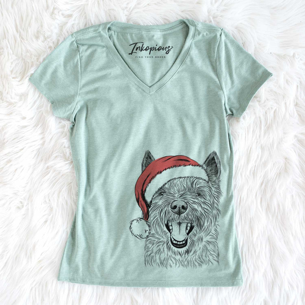 Santa Jeff the Cairn Terrier - Women&#39;s V-neck Shirt