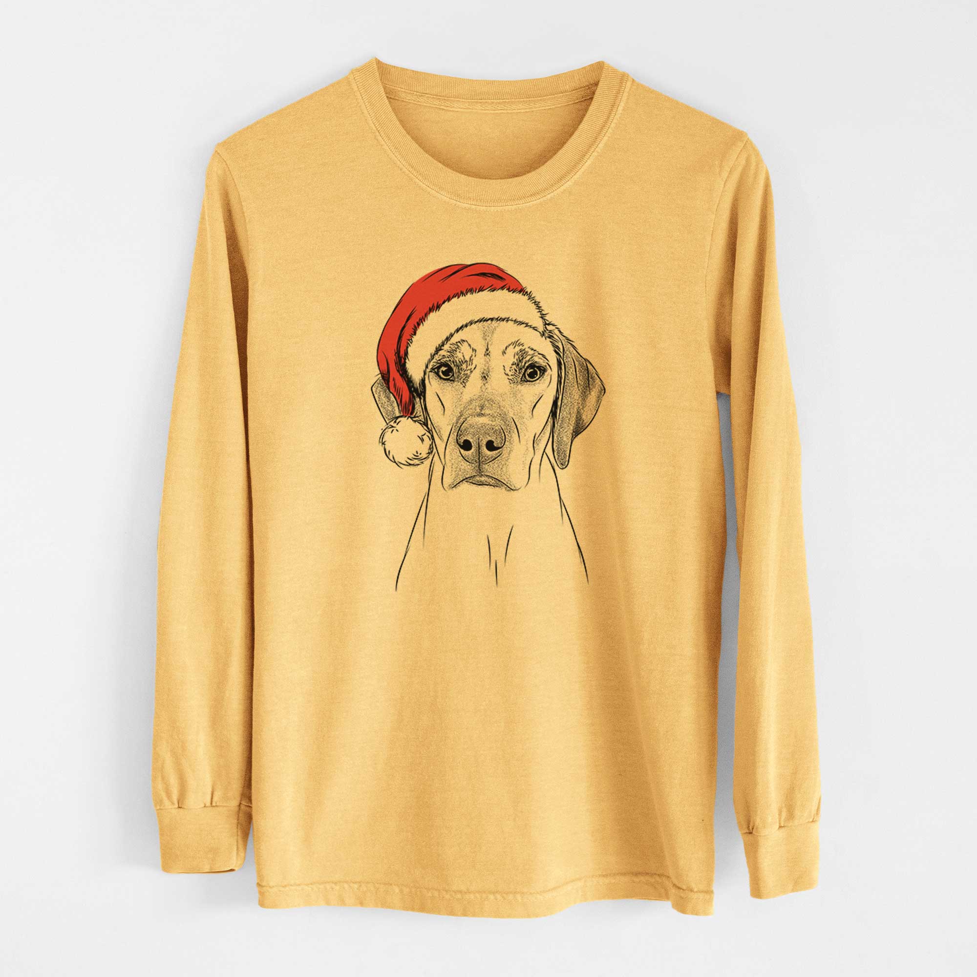 Santa Jenga the Rhodesian Ridgeback - Heavyweight 100% Cotton Long Sleeve