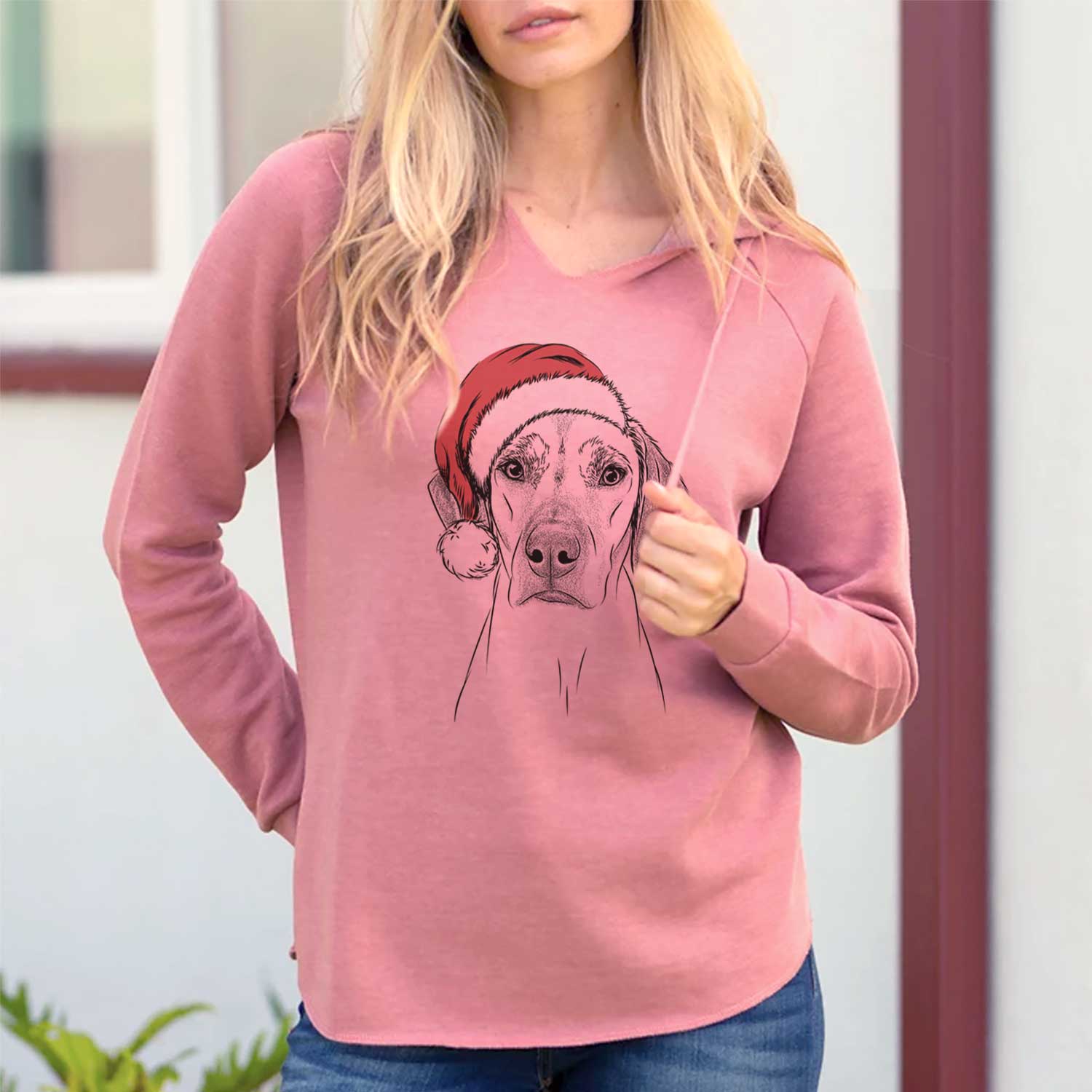 Santa Jenga the Rhodesian Ridgeback - Cali Wave Hooded Sweatshirt