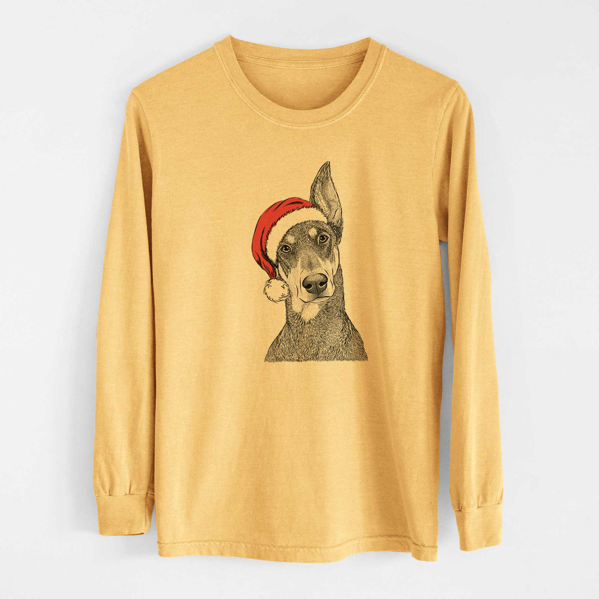 Santa Jenna the Doberman Pinscher - Heavyweight 100% Cotton Long Sleeve