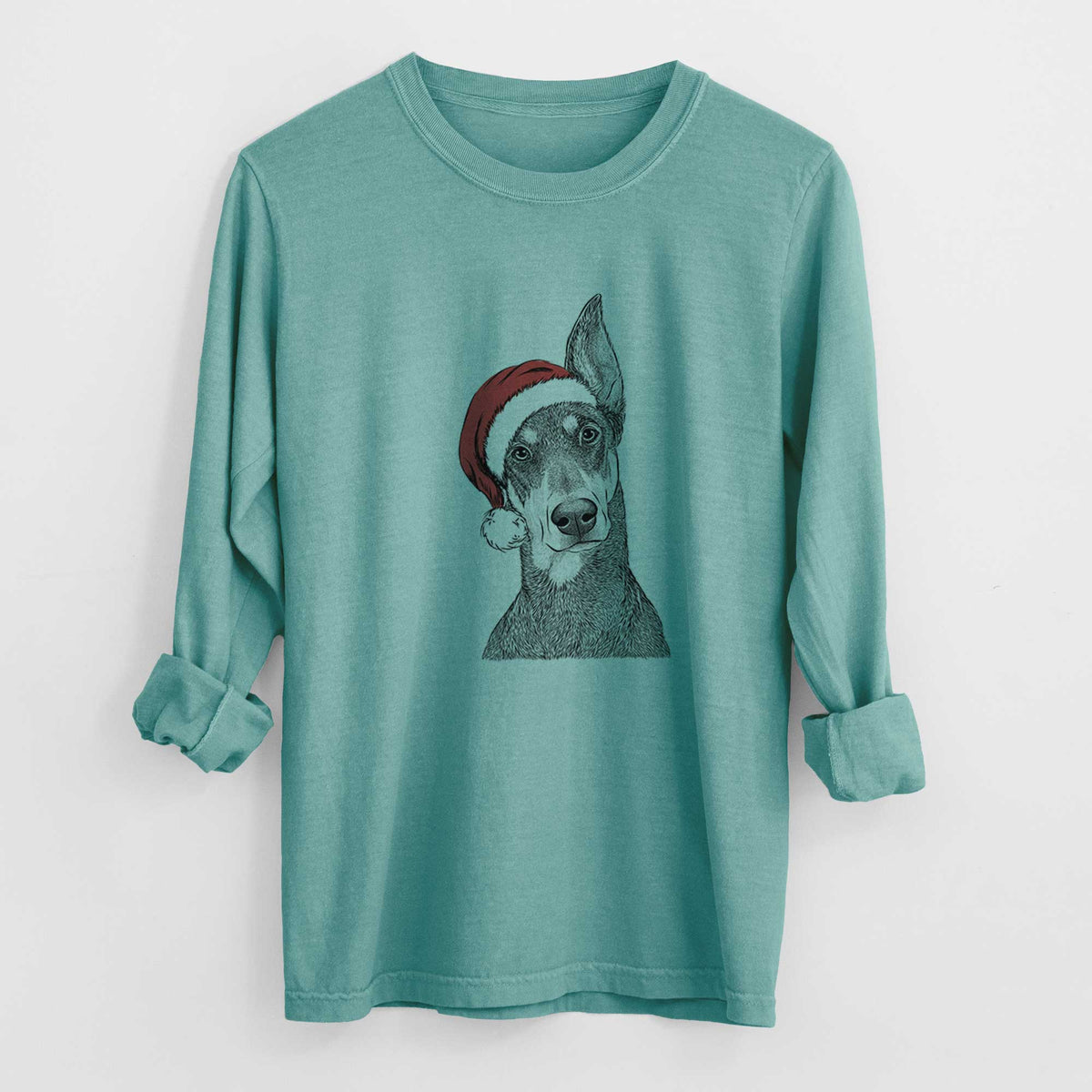 Santa Jenna the Doberman Pinscher - Heavyweight 100% Cotton Long Sleeve