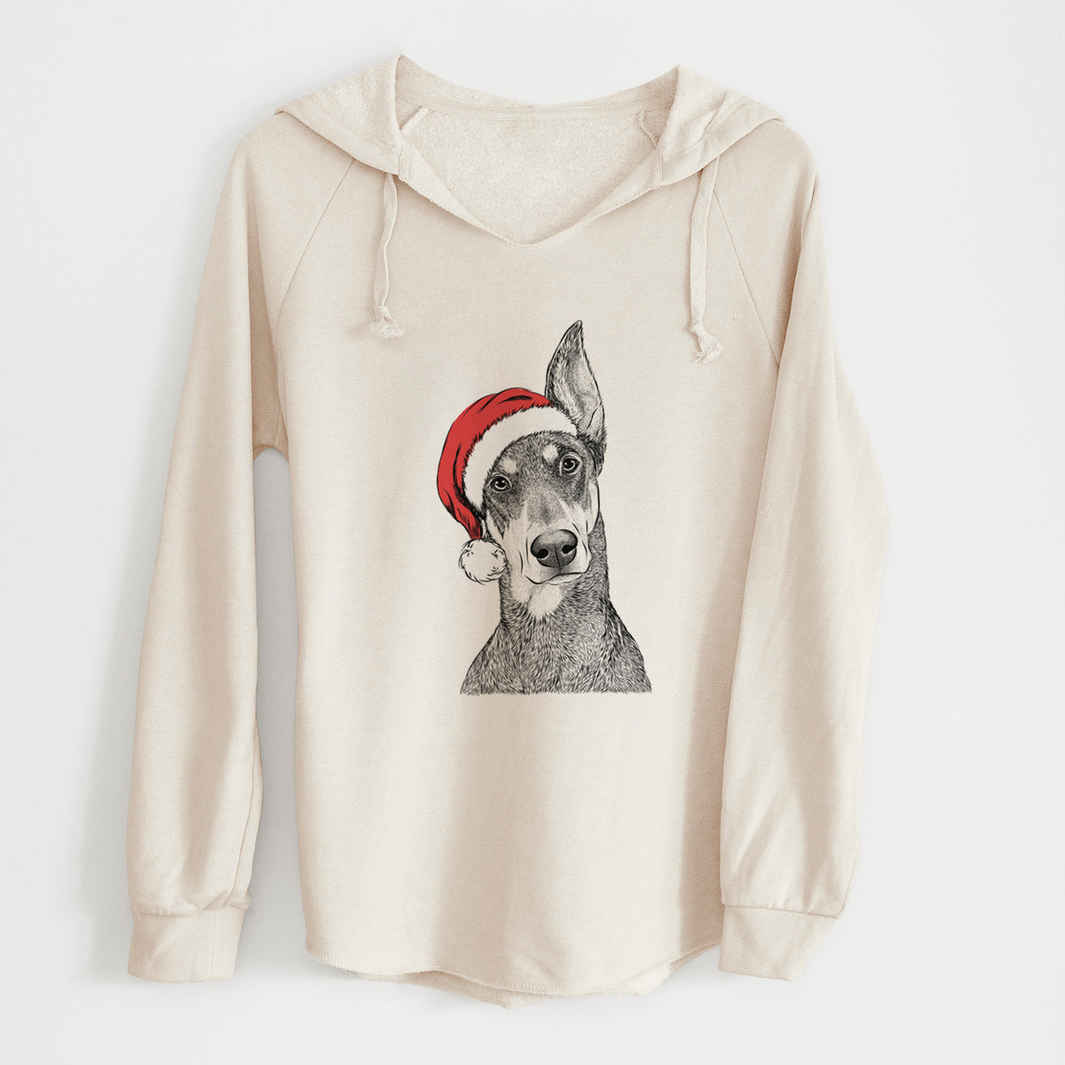 Santa Jenna the Doberman Pinscher - Cali Wave Hooded Sweatshirt