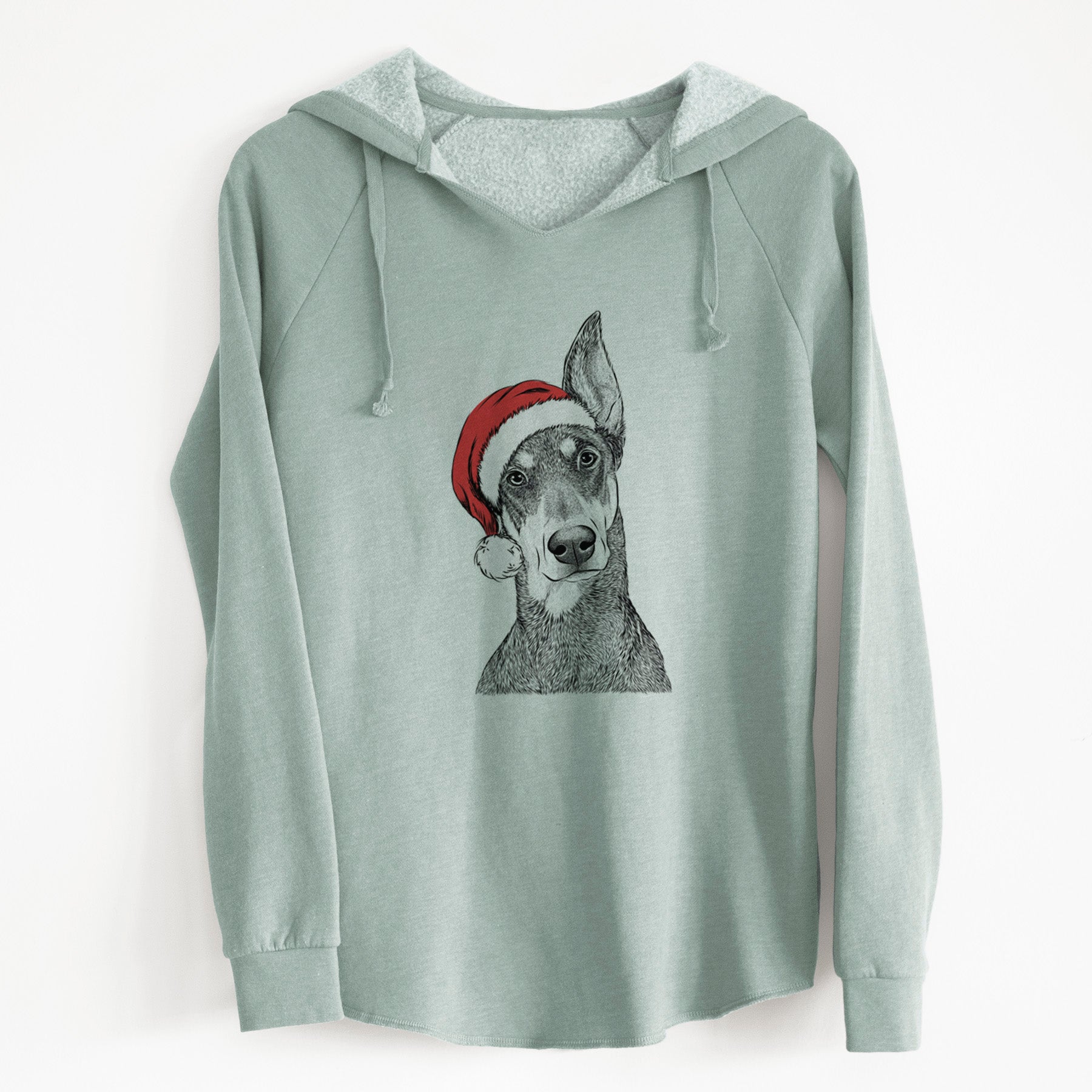 Santa Jenna the Doberman Pinscher - Cali Wave Hooded Sweatshirt