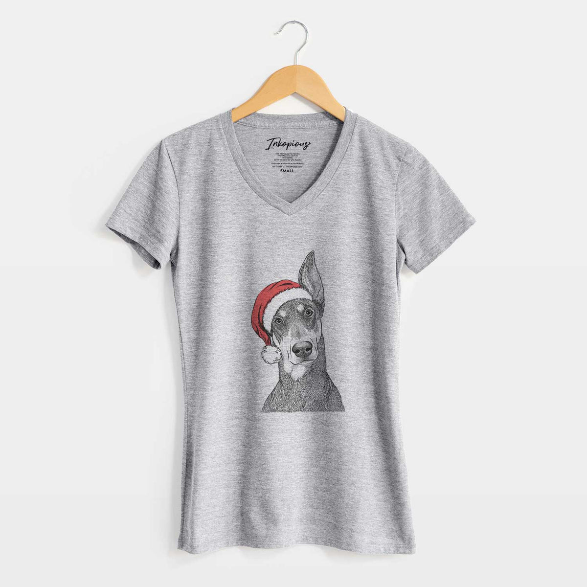 Santa Jenna the Doberman Pinscher - Women's V-neck Shirt