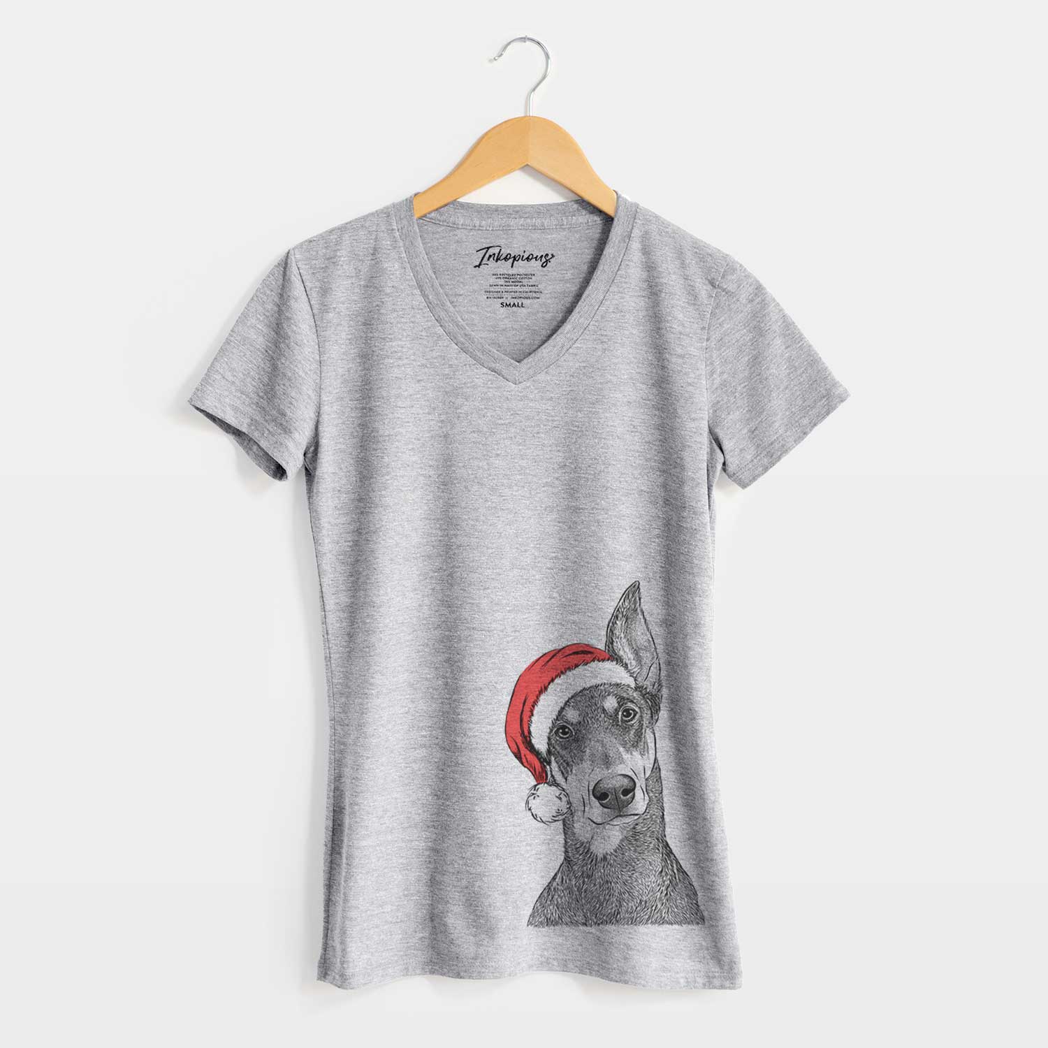 Santa Jenna the Doberman Pinscher - Women's V-neck Shirt