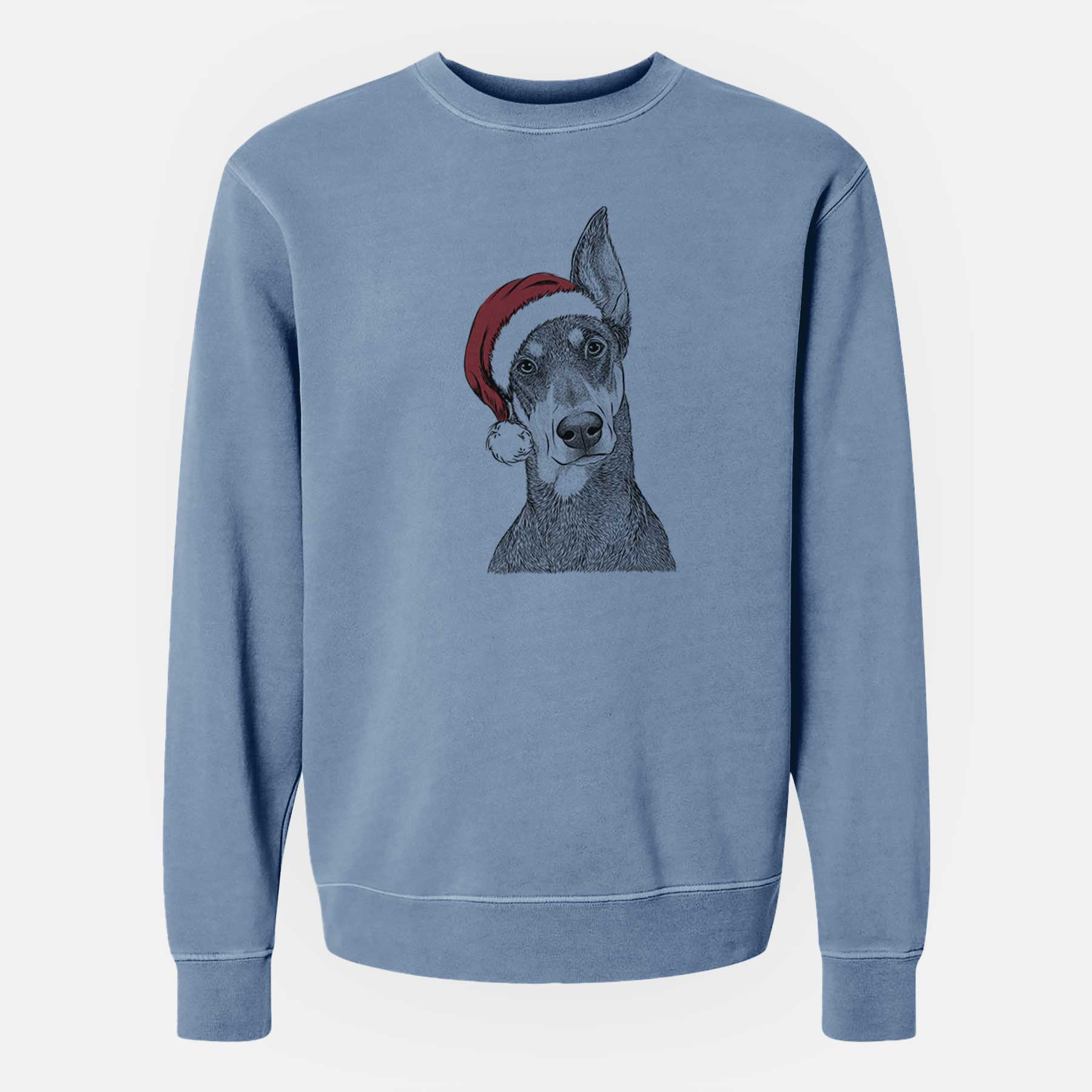 Santa Jenna the Doberman Pinscher - Unisex Pigment Dyed Crew Sweatshirt