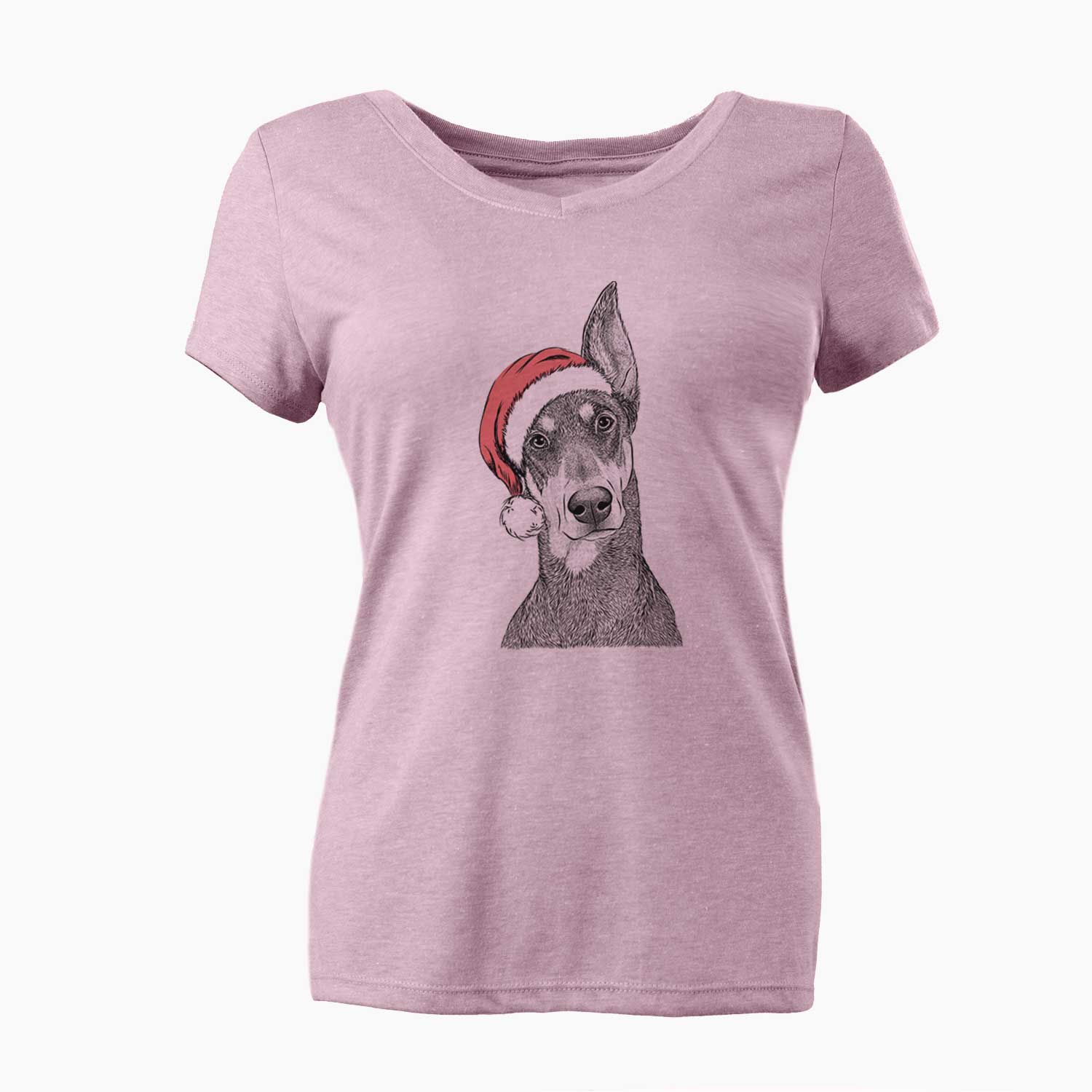 Santa Jenna the Doberman Pinscher - Women's V-neck Shirt