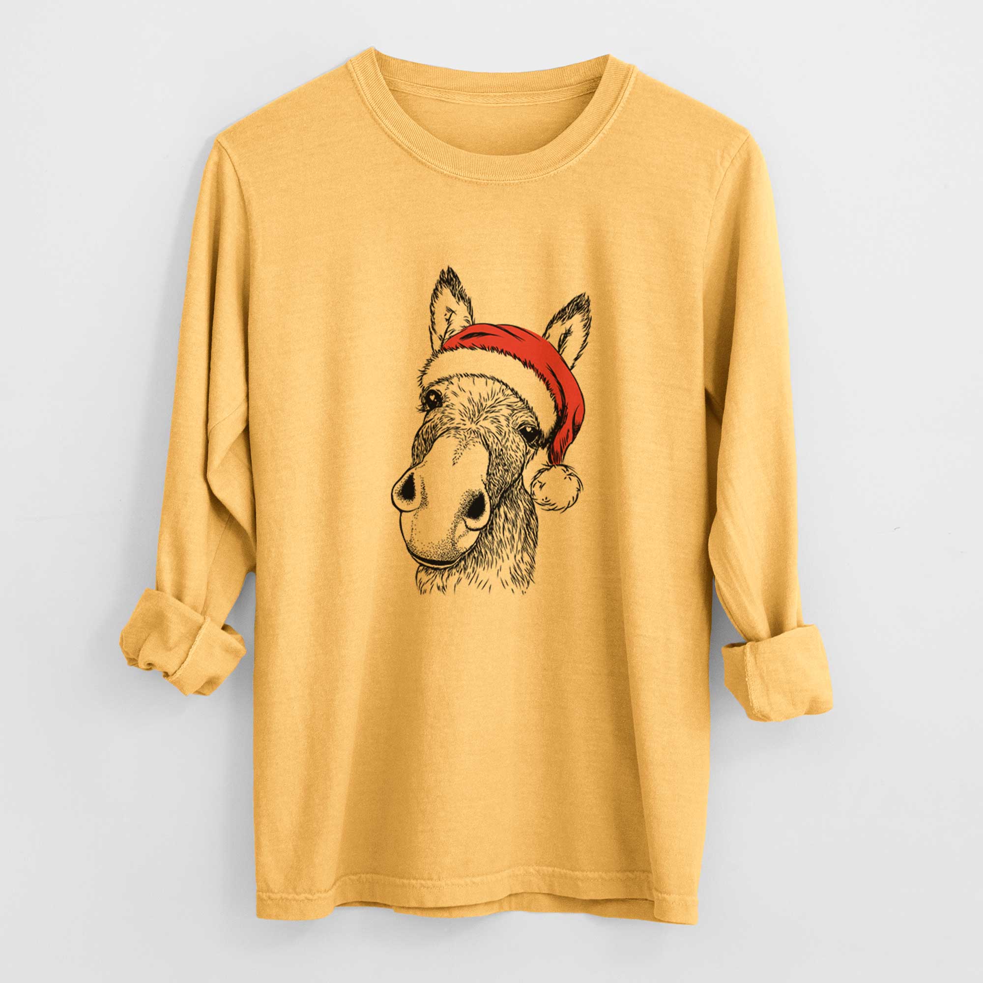 Santa Jenny the Donkey - Heavyweight 100% Cotton Long Sleeve