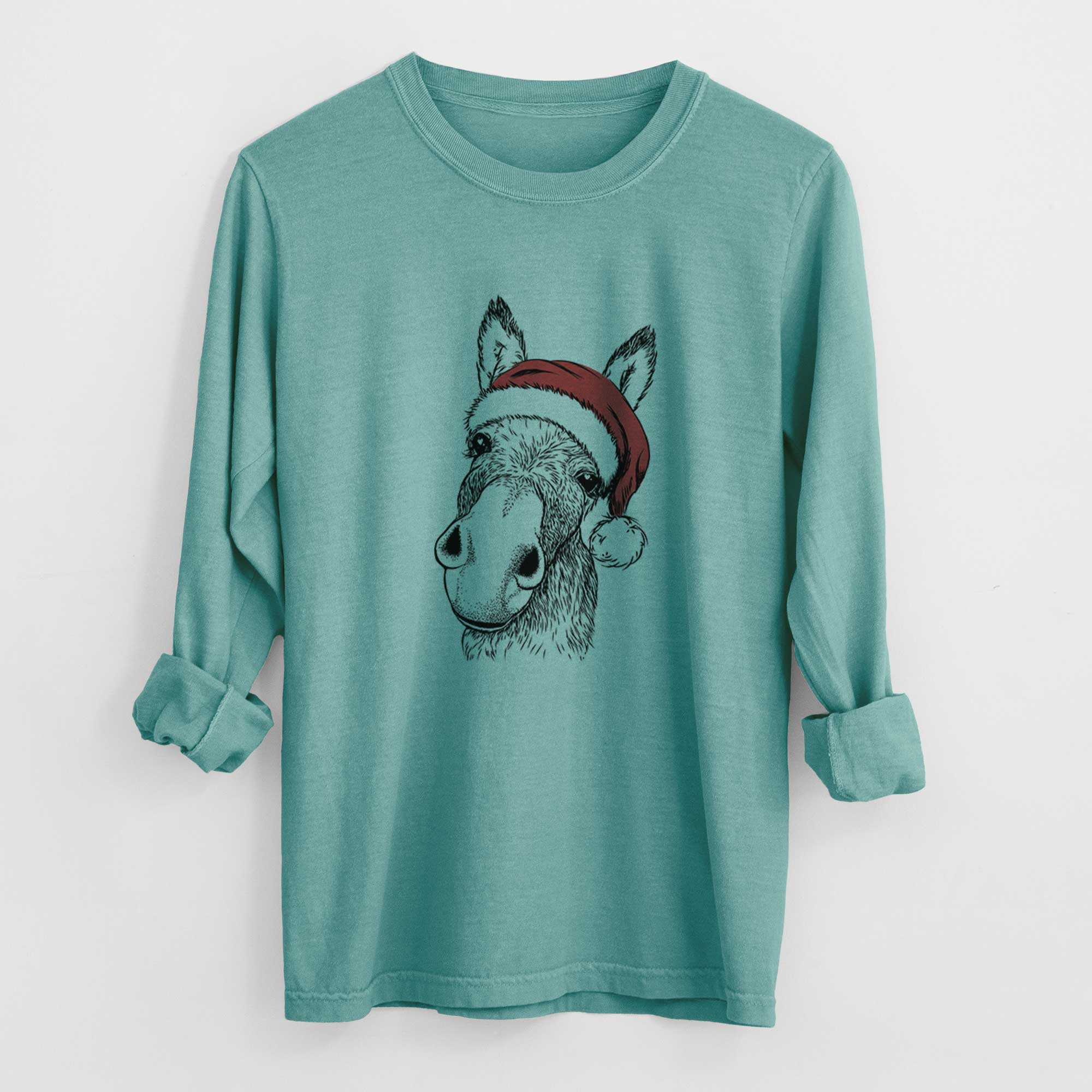 Santa Jenny the Donkey - Heavyweight 100% Cotton Long Sleeve