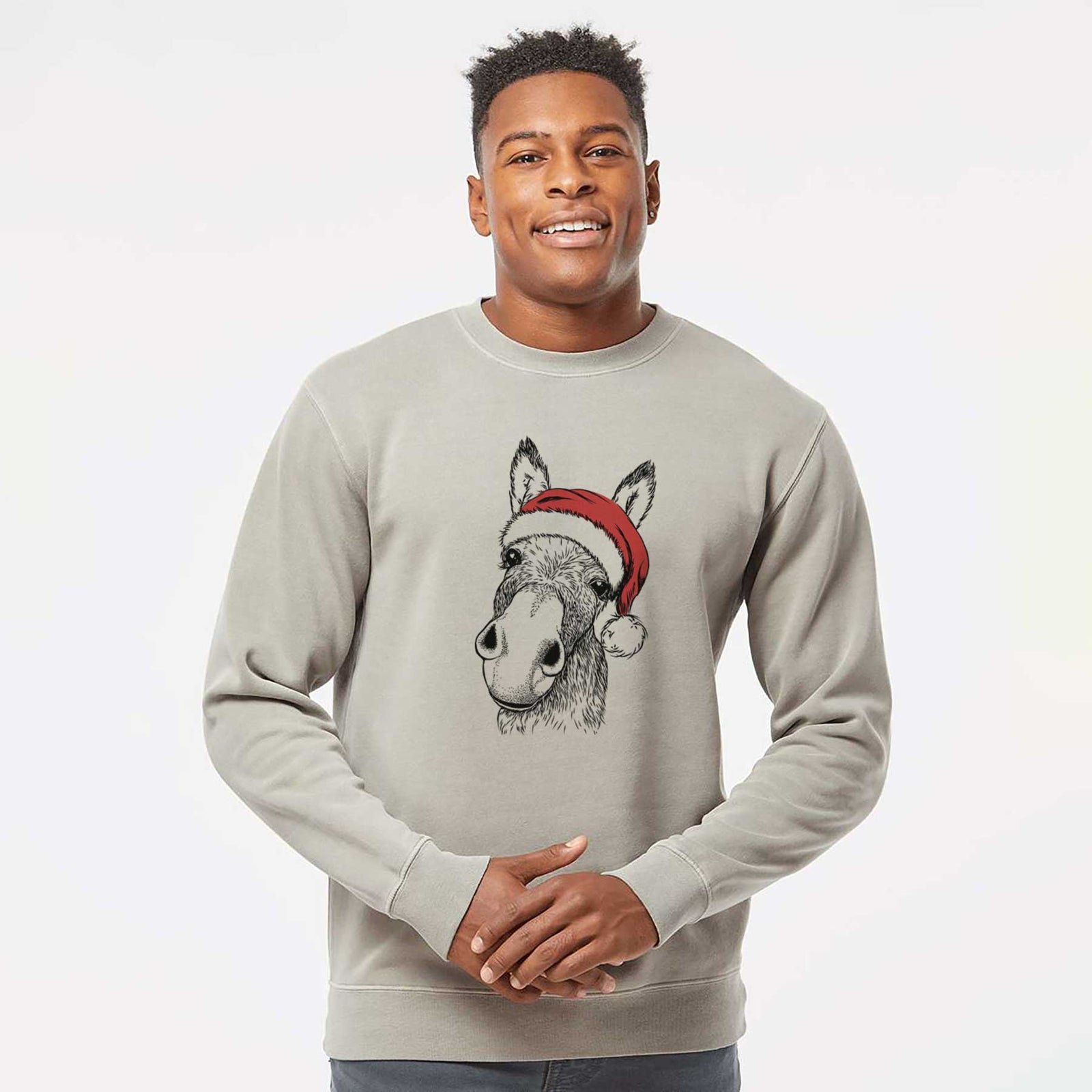 Santa Jenny the Donkey - Unisex Pigment Dyed Crew Sweatshirt