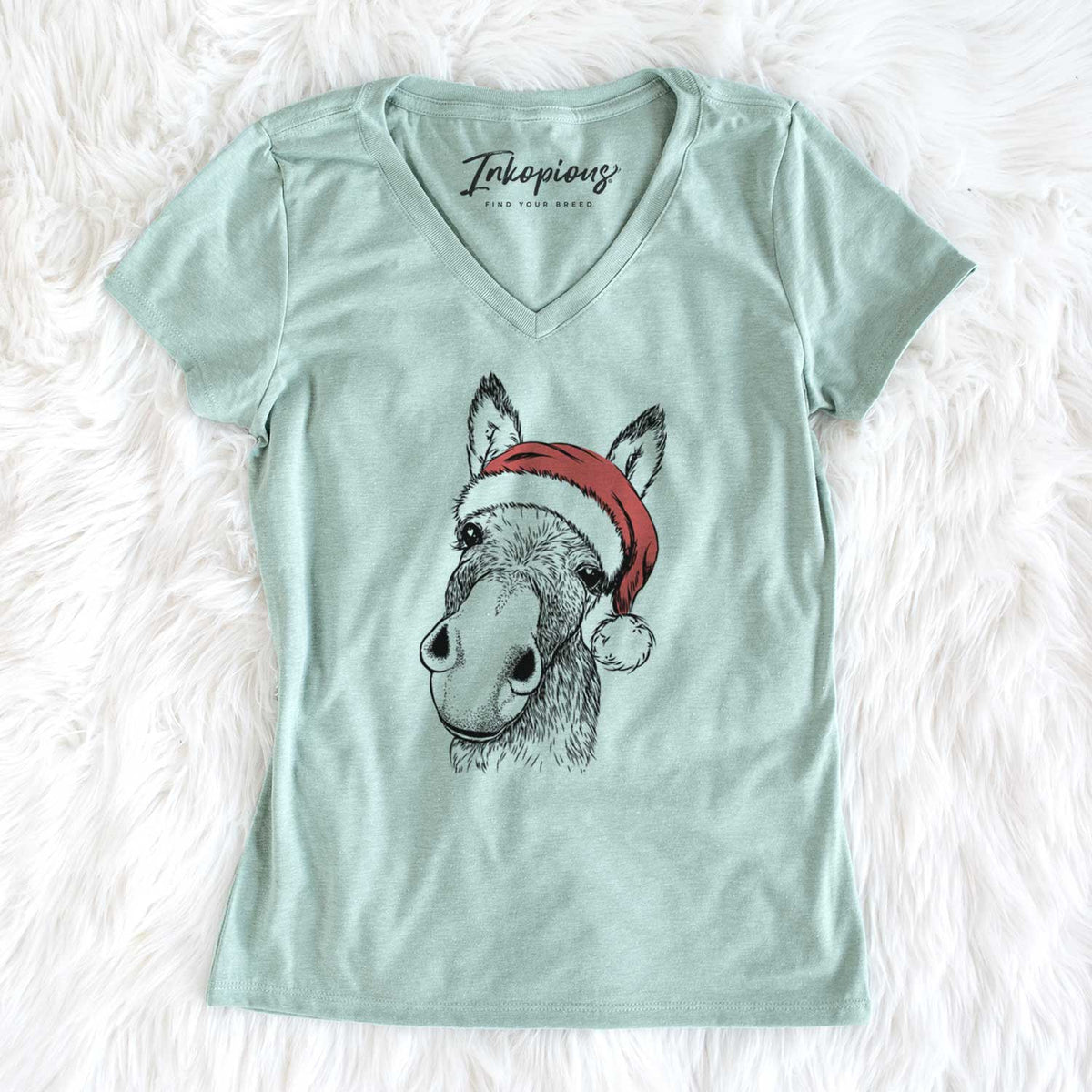 Santa Jenny the Donkey - Women's V-neck Shirt