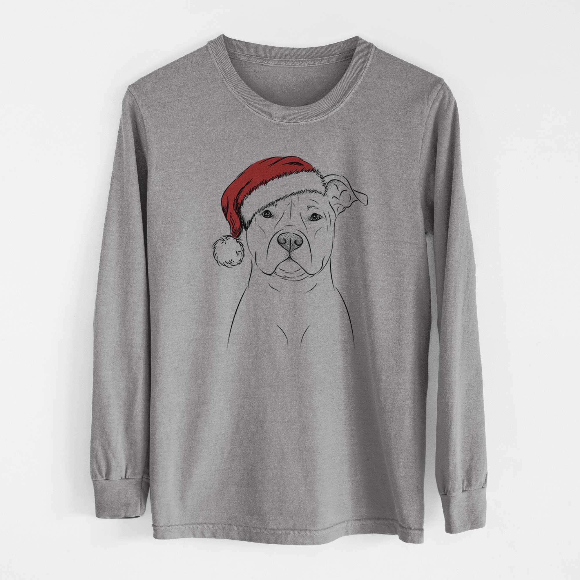 Santa Jethro the American Staffordshire Terrier - Heavyweight 100% Cotton Long Sleeve