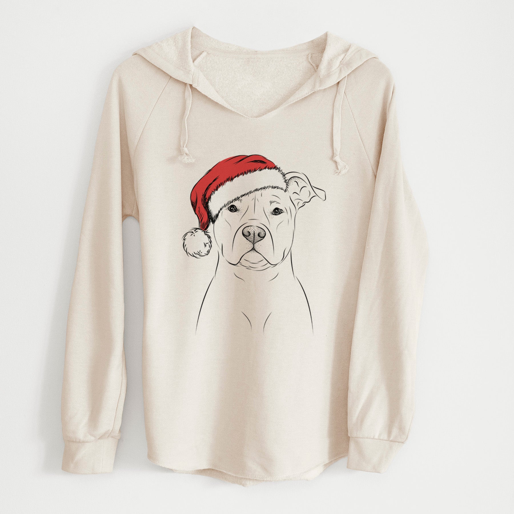 Santa Jethro the American Staffordshire Terrier - Cali Wave Hooded Sweatshirt