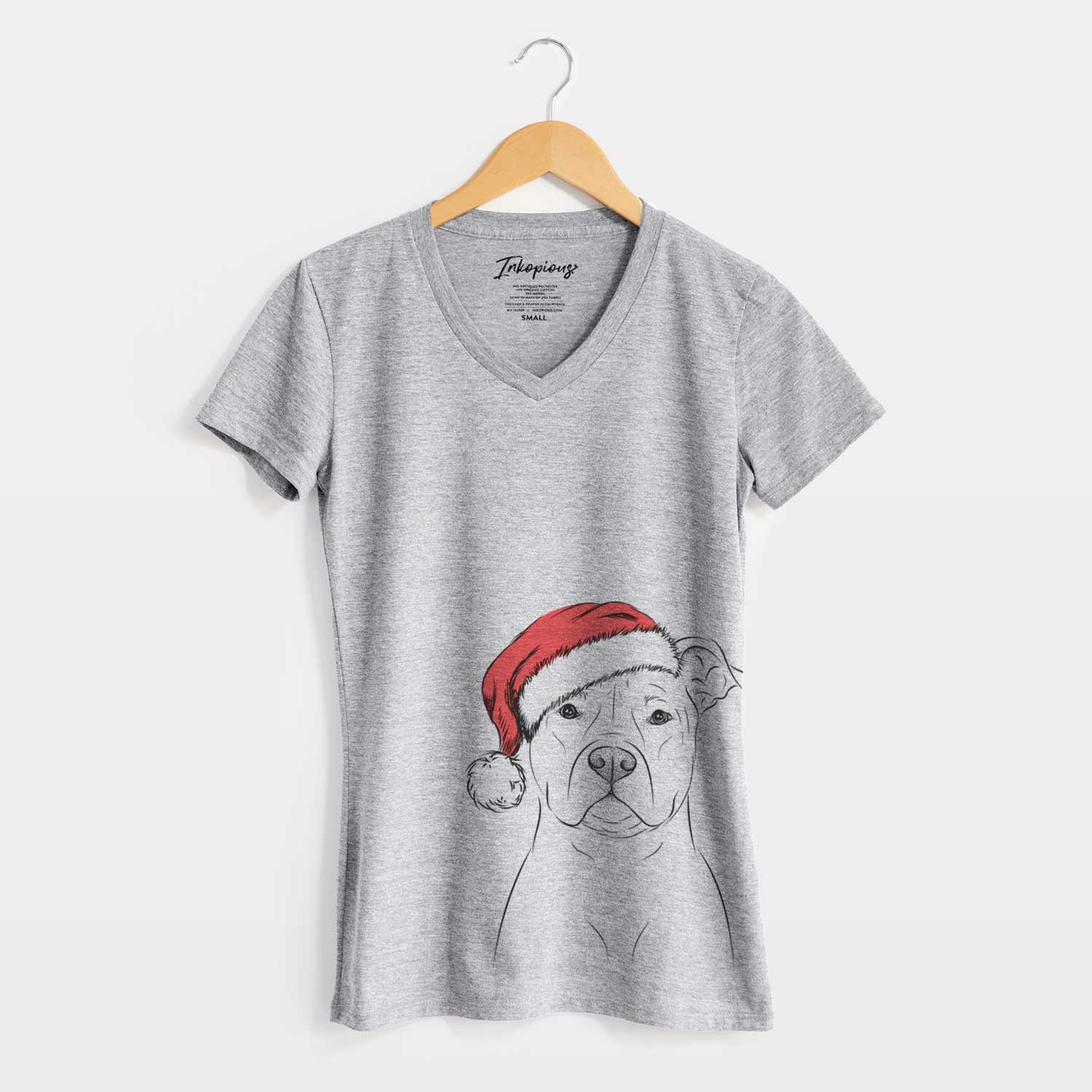 Santa Jethro the American Staffordshire Terrier - Women's V-neck Shirt