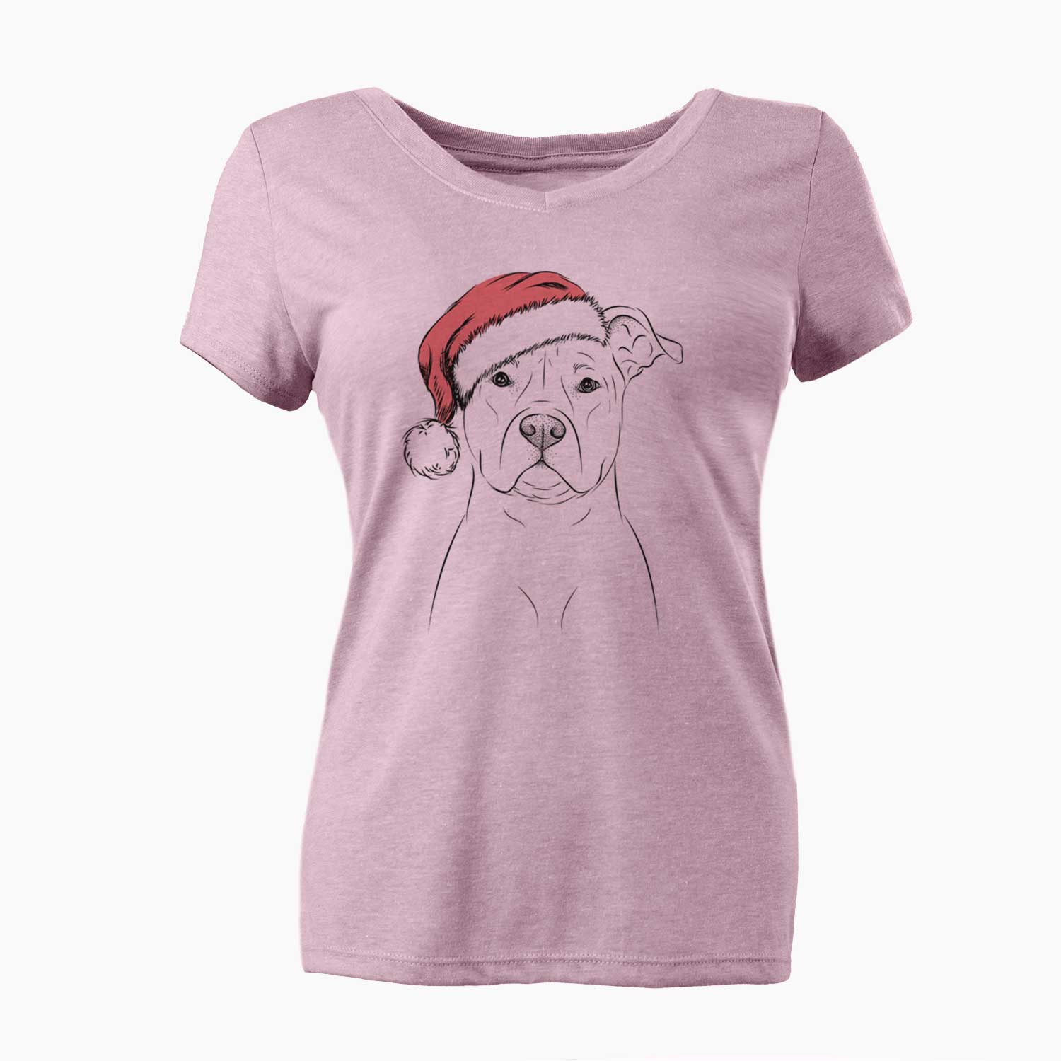 Santa Jethro the American Staffordshire Terrier - Women's V-neck Shirt