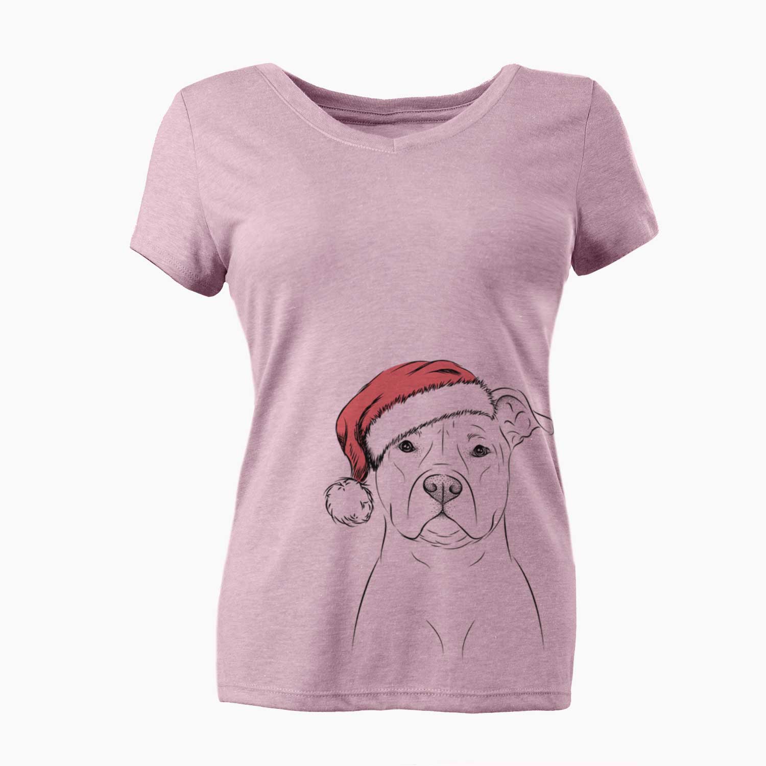 Santa Jethro the American Staffordshire Terrier - Women's V-neck Shirt