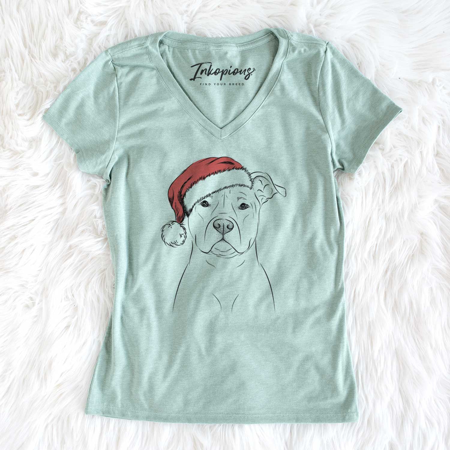 Santa Jethro the American Staffordshire Terrier - Women's V-neck Shirt