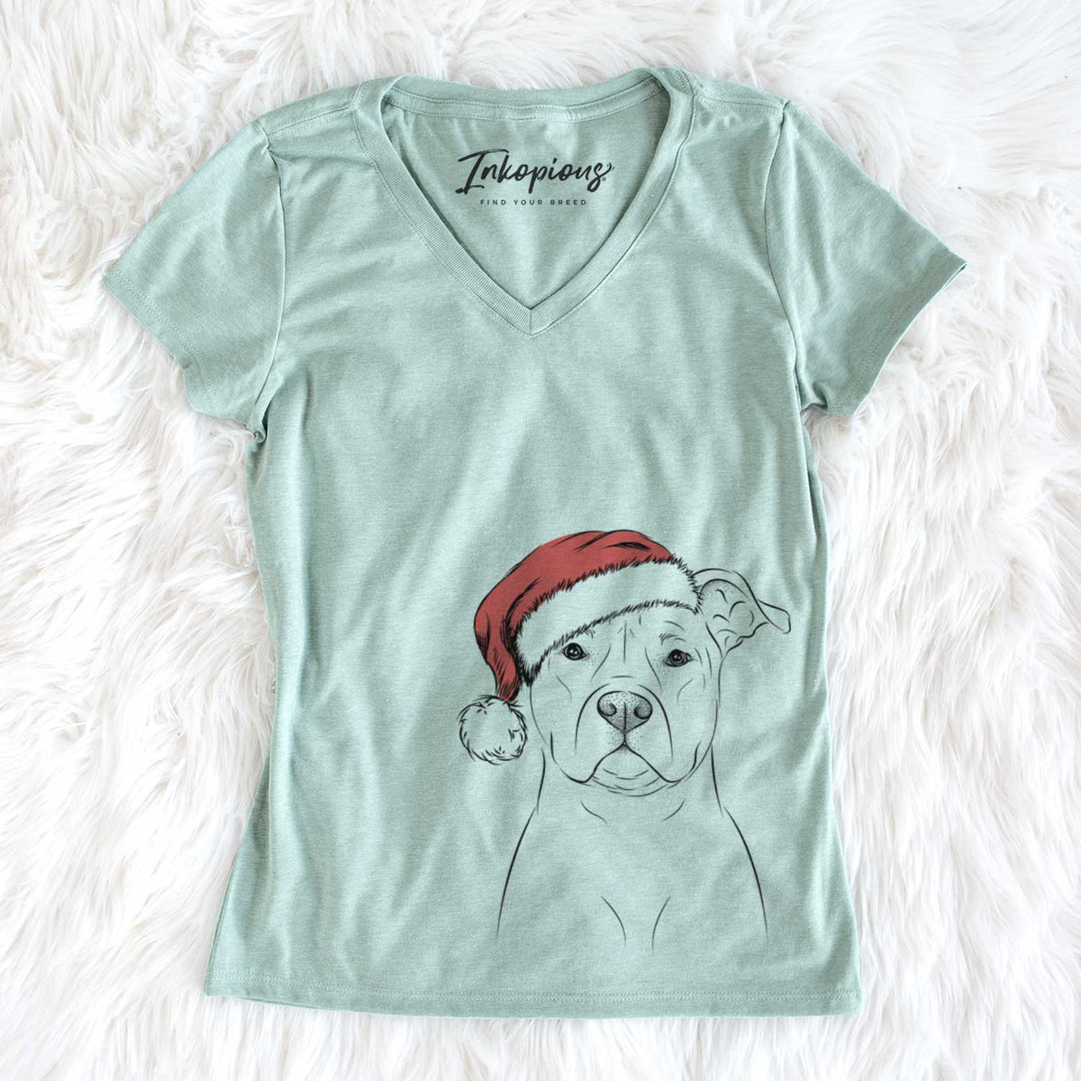 Santa Jethro the American Staffordshire Terrier - Women&#39;s V-neck Shirt