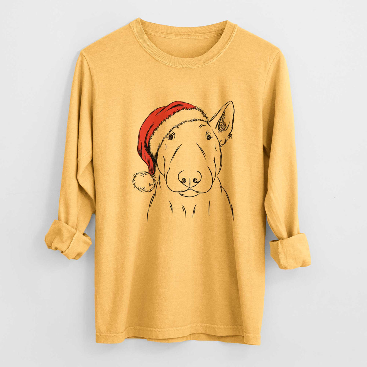 Santa Jett the Bull Terrier - Heavyweight 100% Cotton Long Sleeve