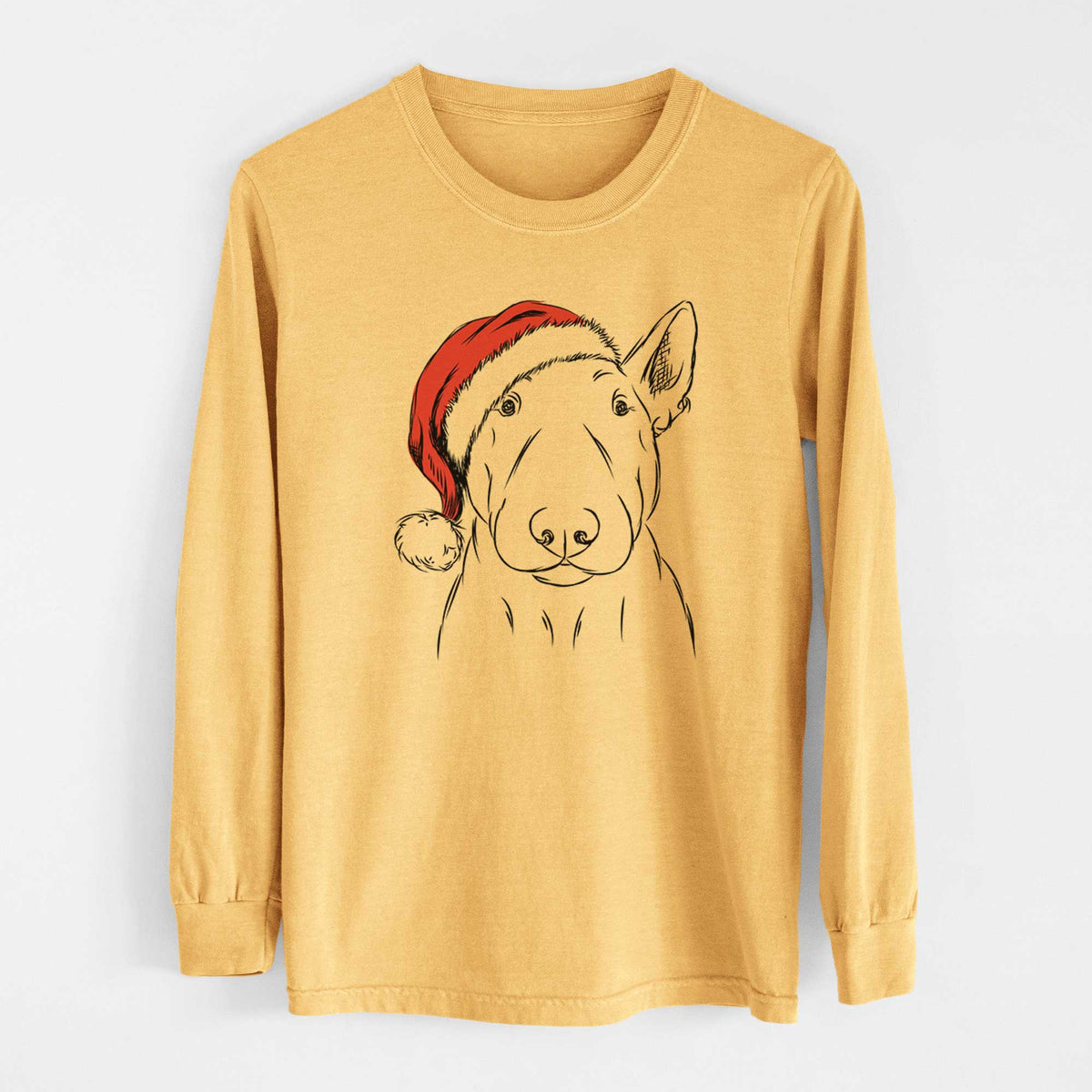 Santa Jett the Bull Terrier - Heavyweight 100% Cotton Long Sleeve