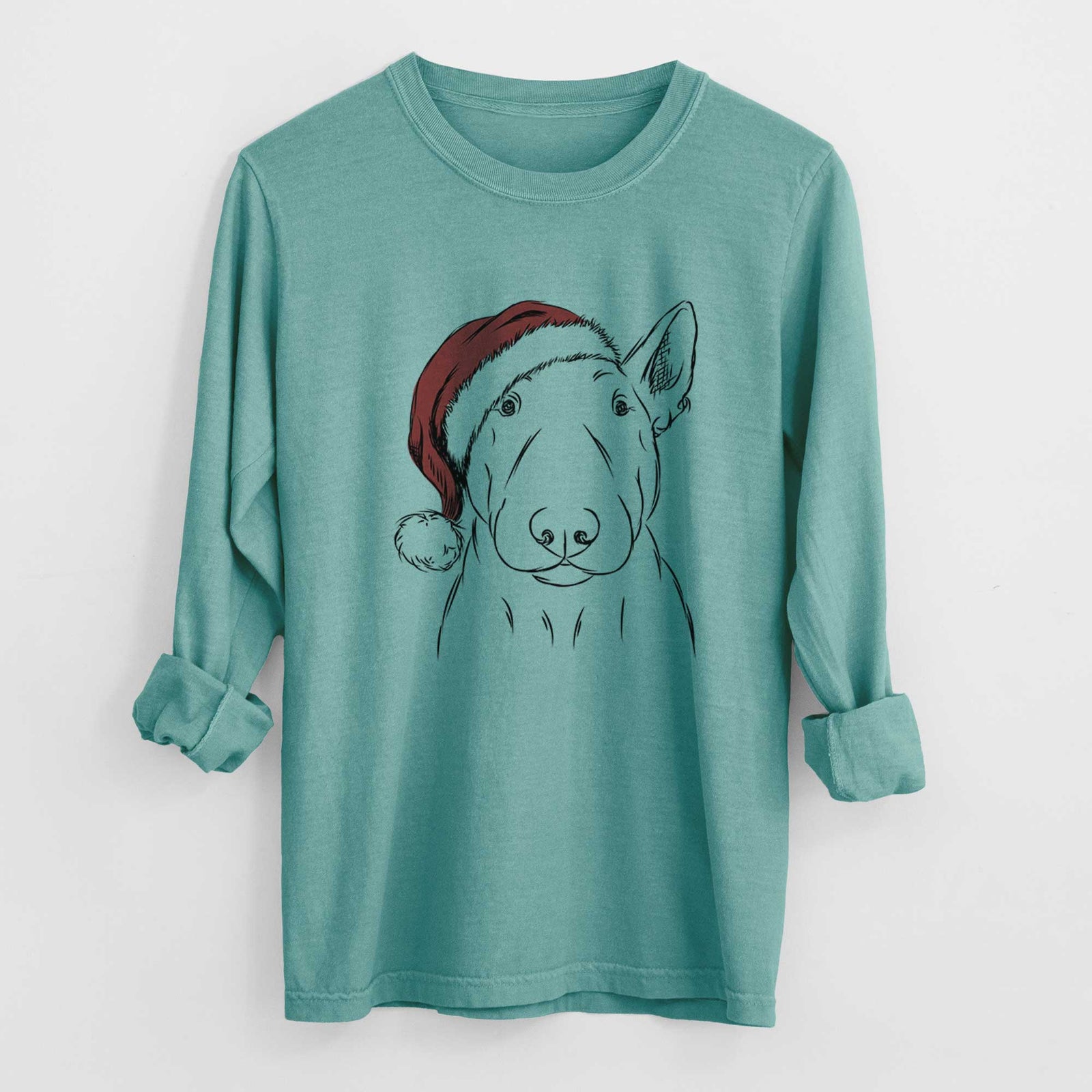 Santa Jett the Bull Terrier - Heavyweight 100% Cotton Long Sleeve