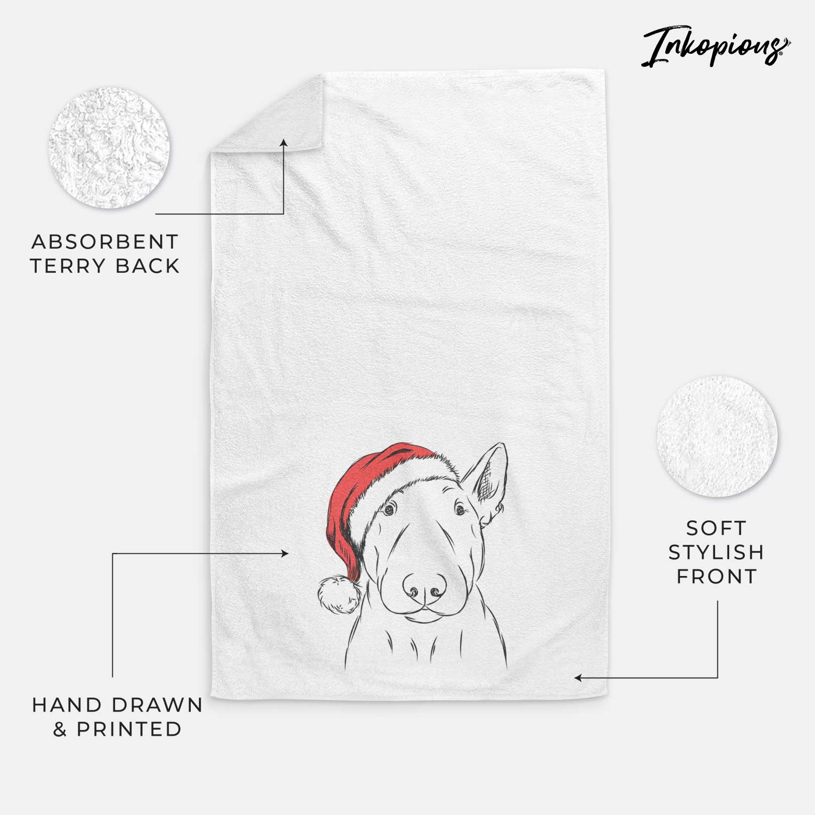 Jett the Bull Terrier Decorative Hand Towel