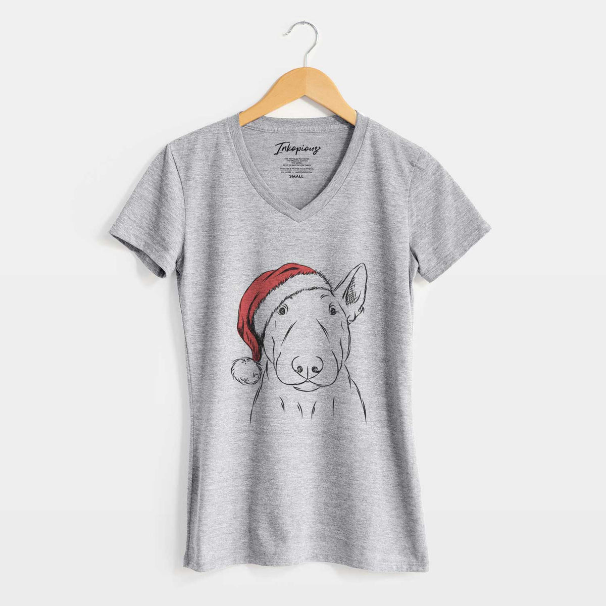 Santa Jett the Bull Terrier - Women's V-neck Shirt