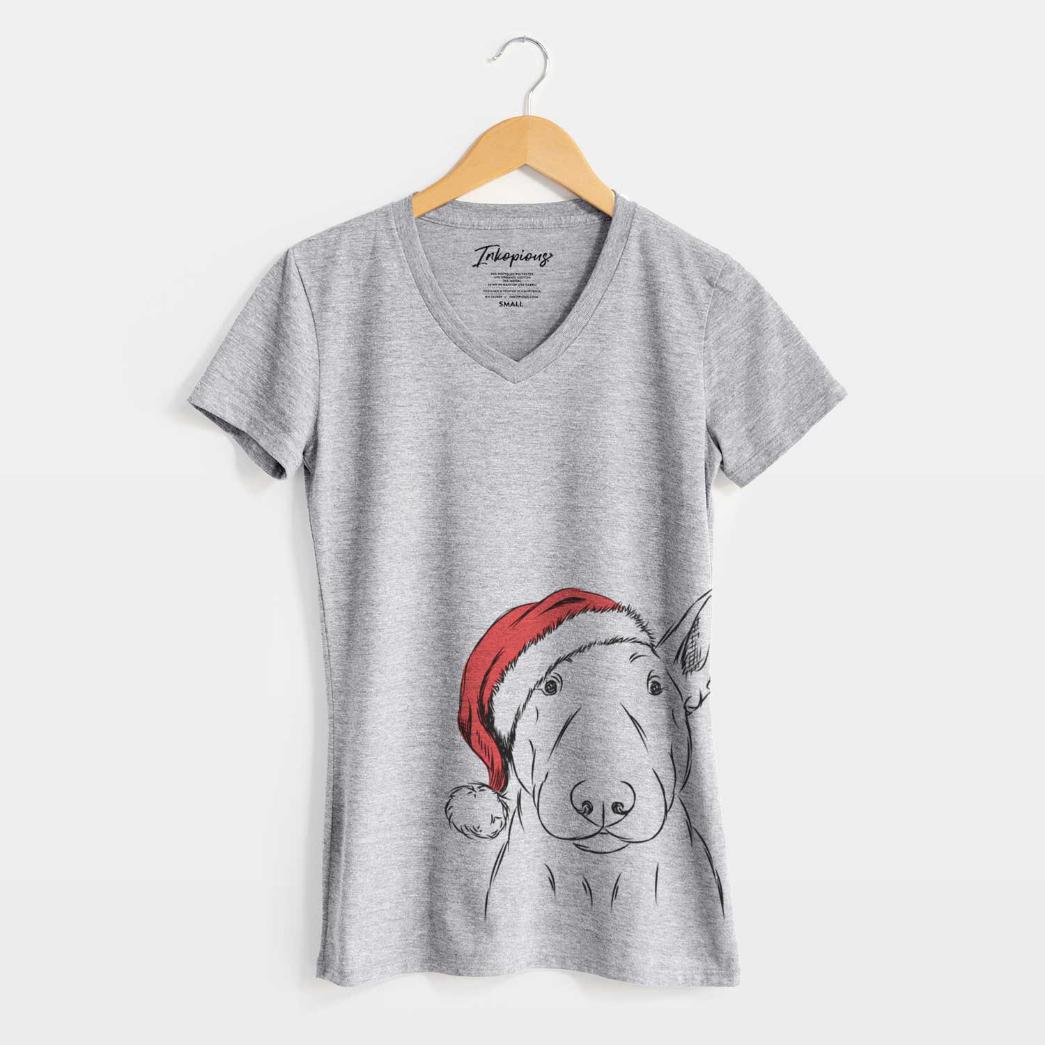 Santa Jett the Bull Terrier - Women's V-neck Shirt