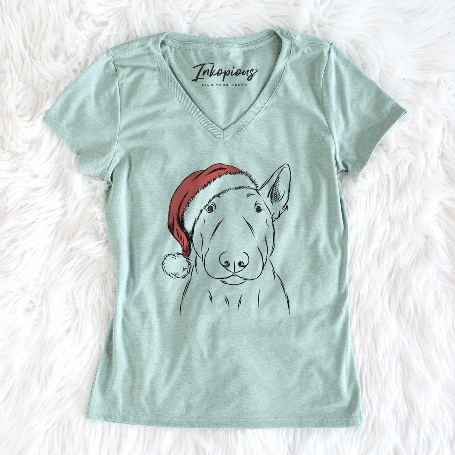 Santa Jett the Bull Terrier - Women's V-neck Shirt