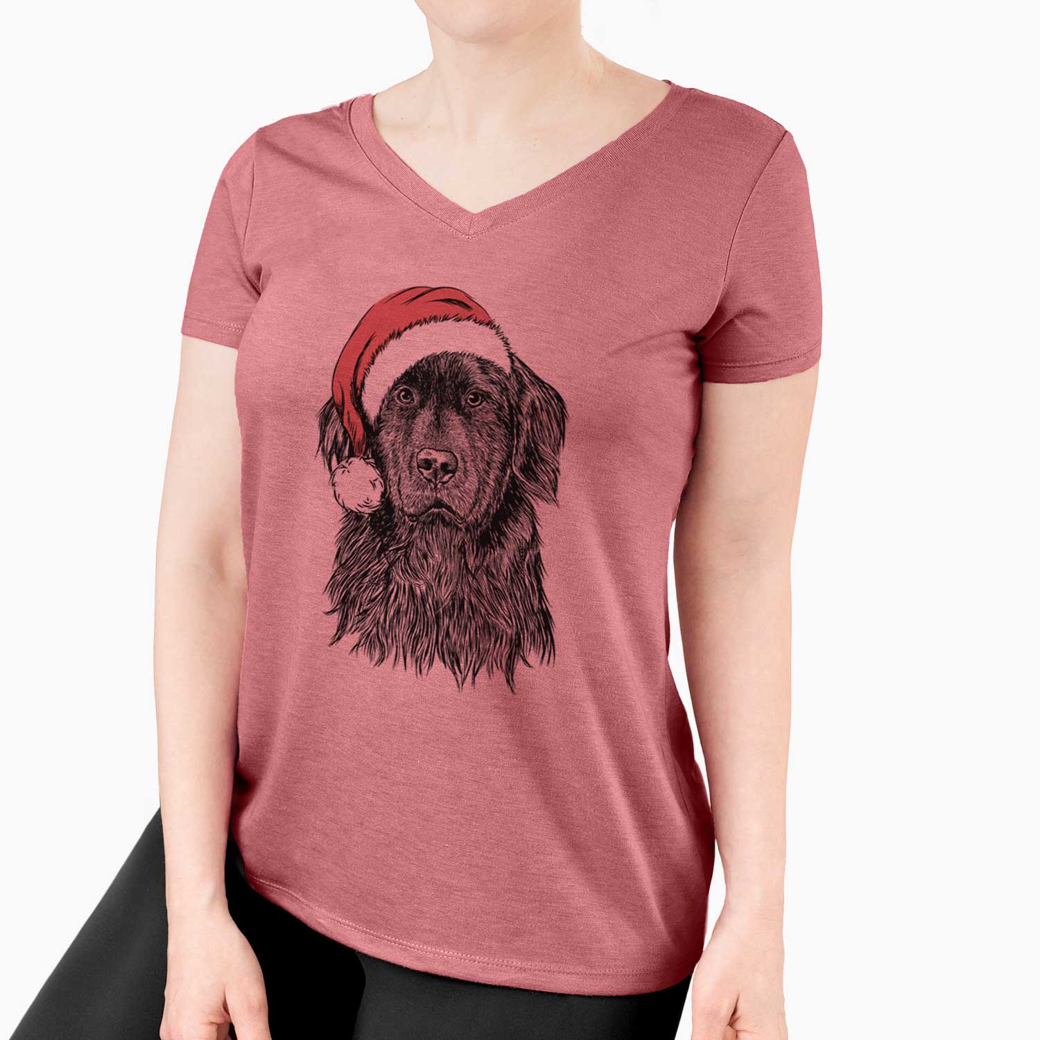 Santa Jinx the Newfoundland - Women's V-neck Shirt