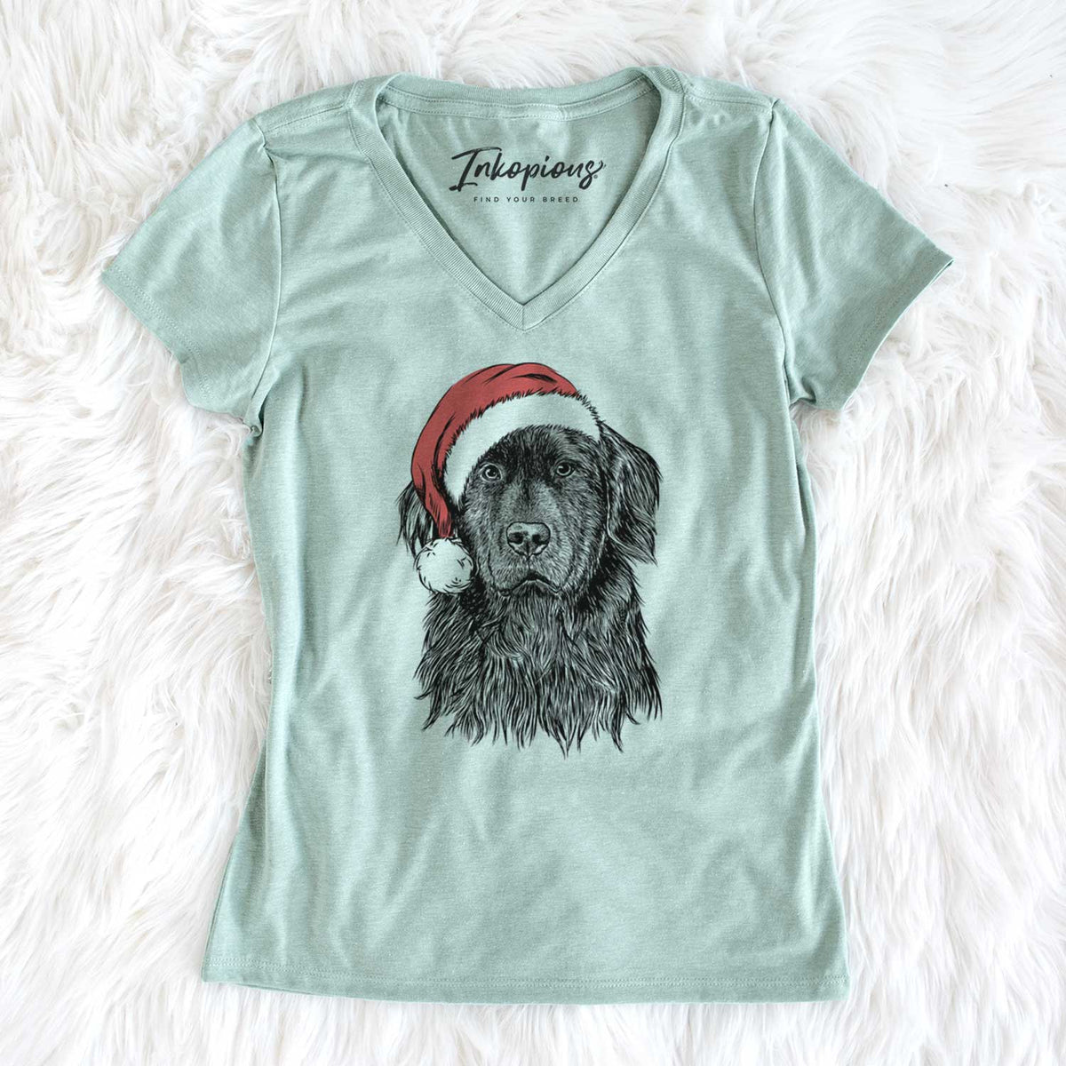 Santa Jinx the Newfoundland - Women's V-neck Shirt