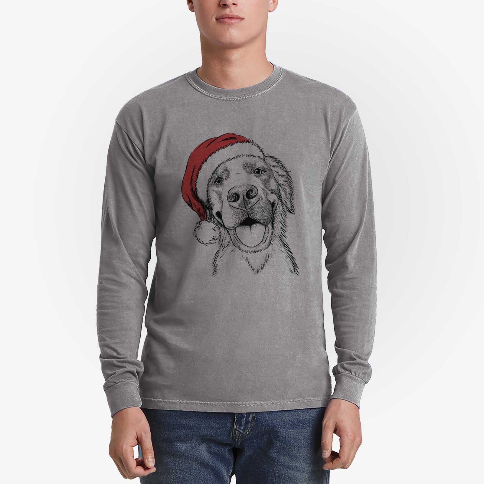 Santa Jordy the Golden Retriever - Heavyweight 100% Cotton Long Sleeve